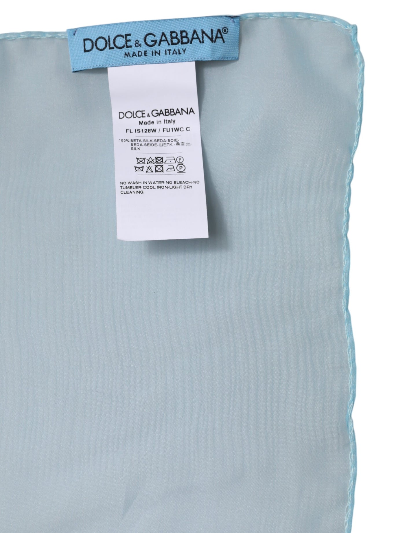 Bufanda chal rectangular de seda azul claro de Dolce & Gabbana