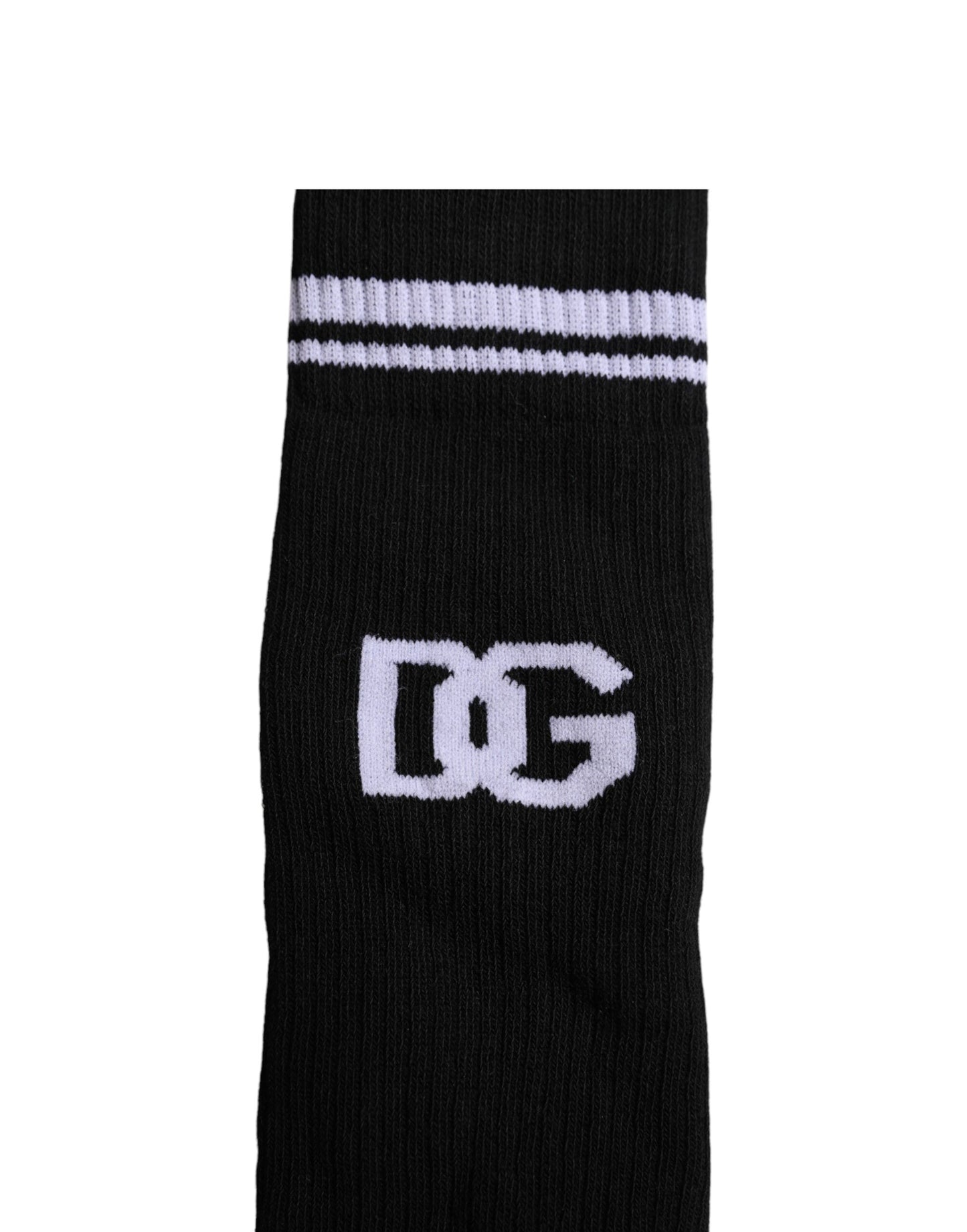 Dolce & Gabbana Black Cotton DG Logo Mid Calf Men Socks