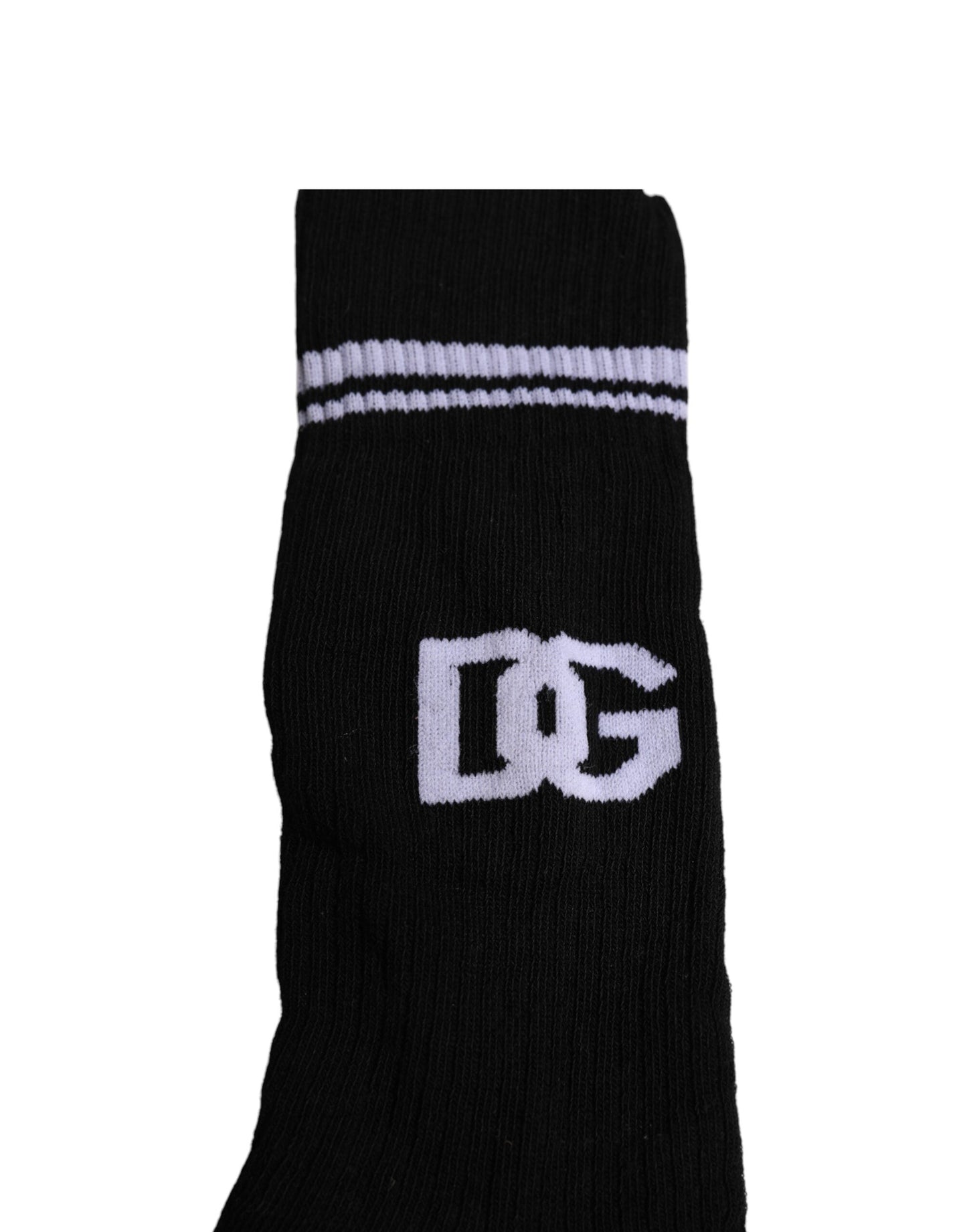 Dolce & Gabbana Black Cotton DG Logo Mid Calf Men Socks