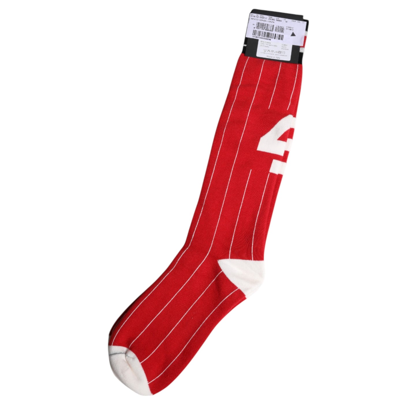 Dolce & Gabbana Red Printed Cotton Mid Calf Men Socks