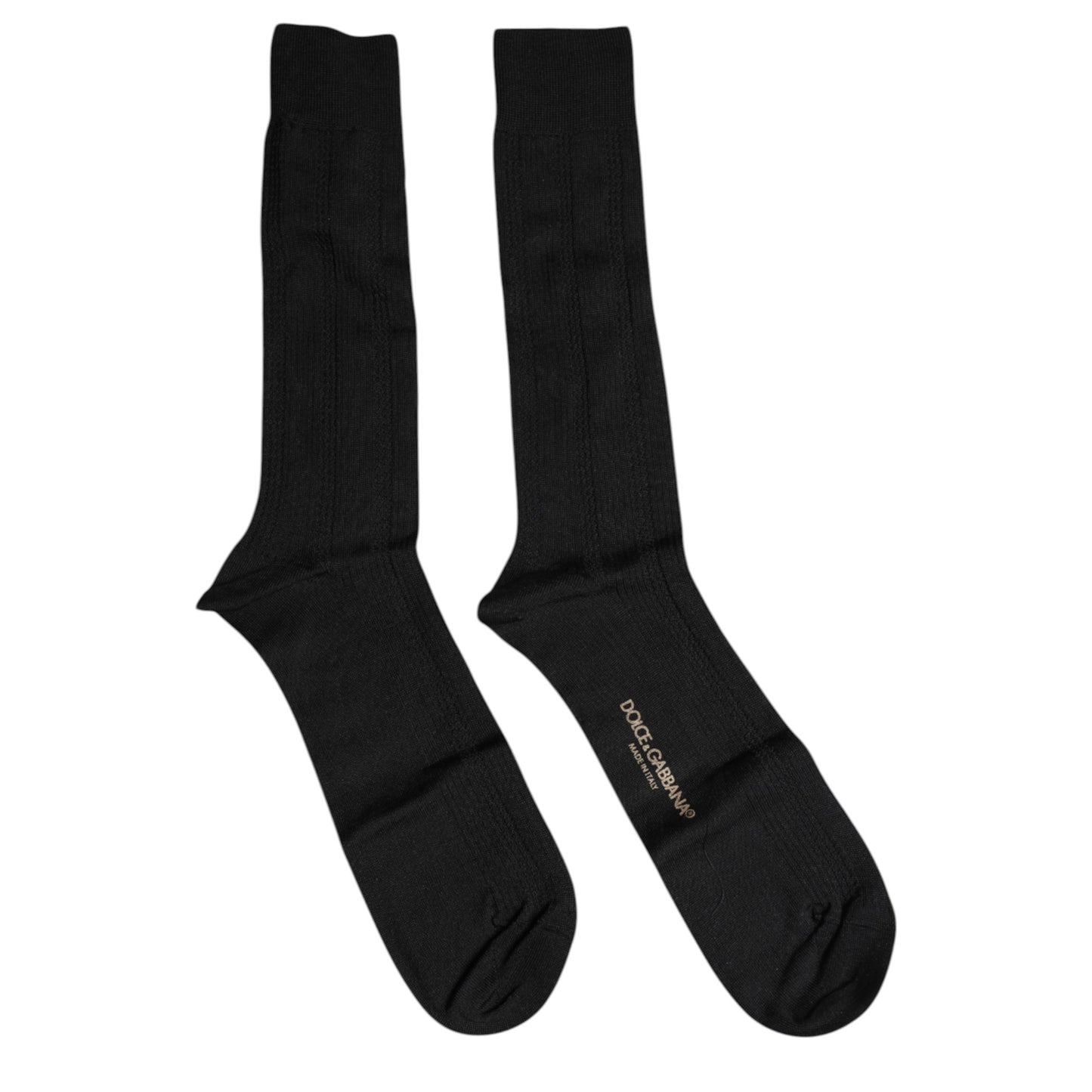Dolce & Gabbana Black Cotton DG Logo Mid Calf Men Socks