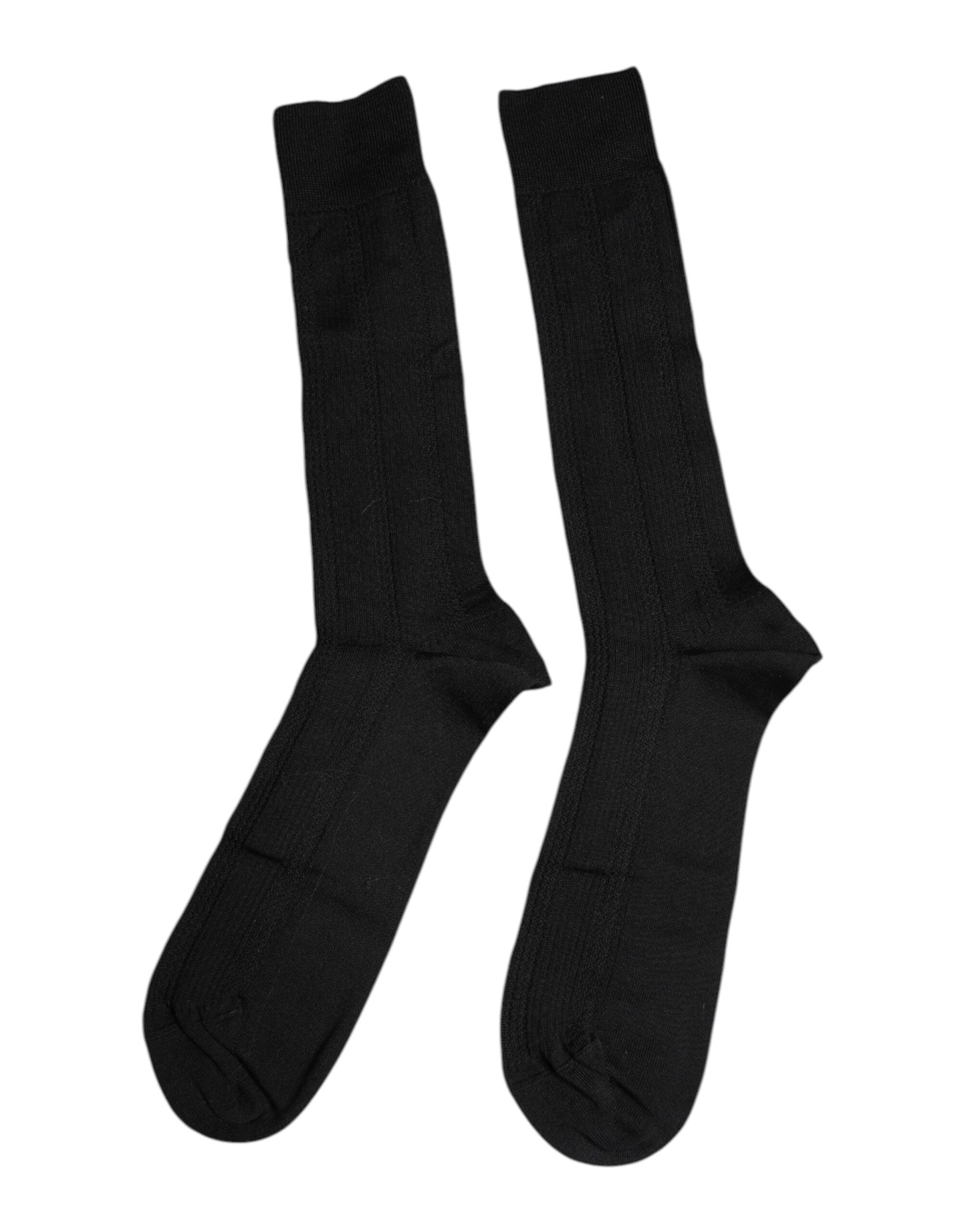 Dolce & Gabbana Black Cotton DG Logo Mid Calf Men Socks