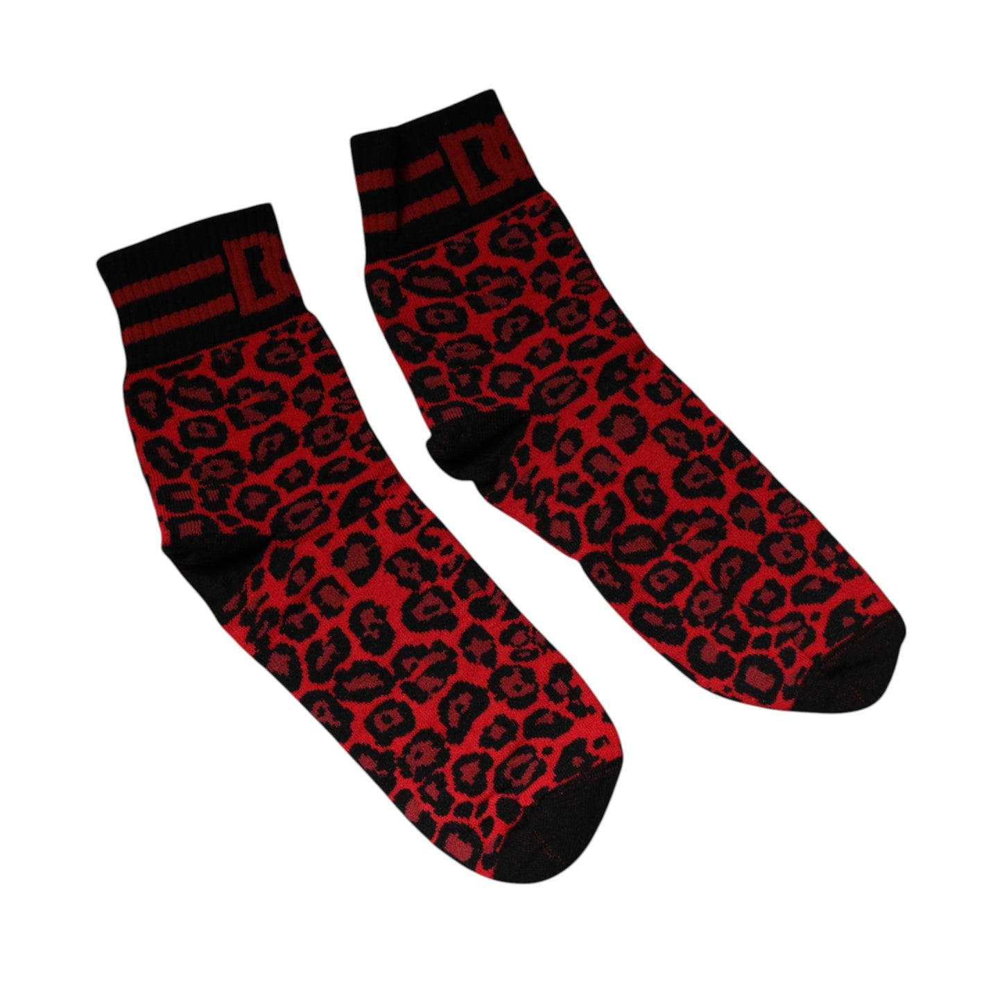 Dolce & Gabbana Red Leopard Nylon Mid Calf Men Socks