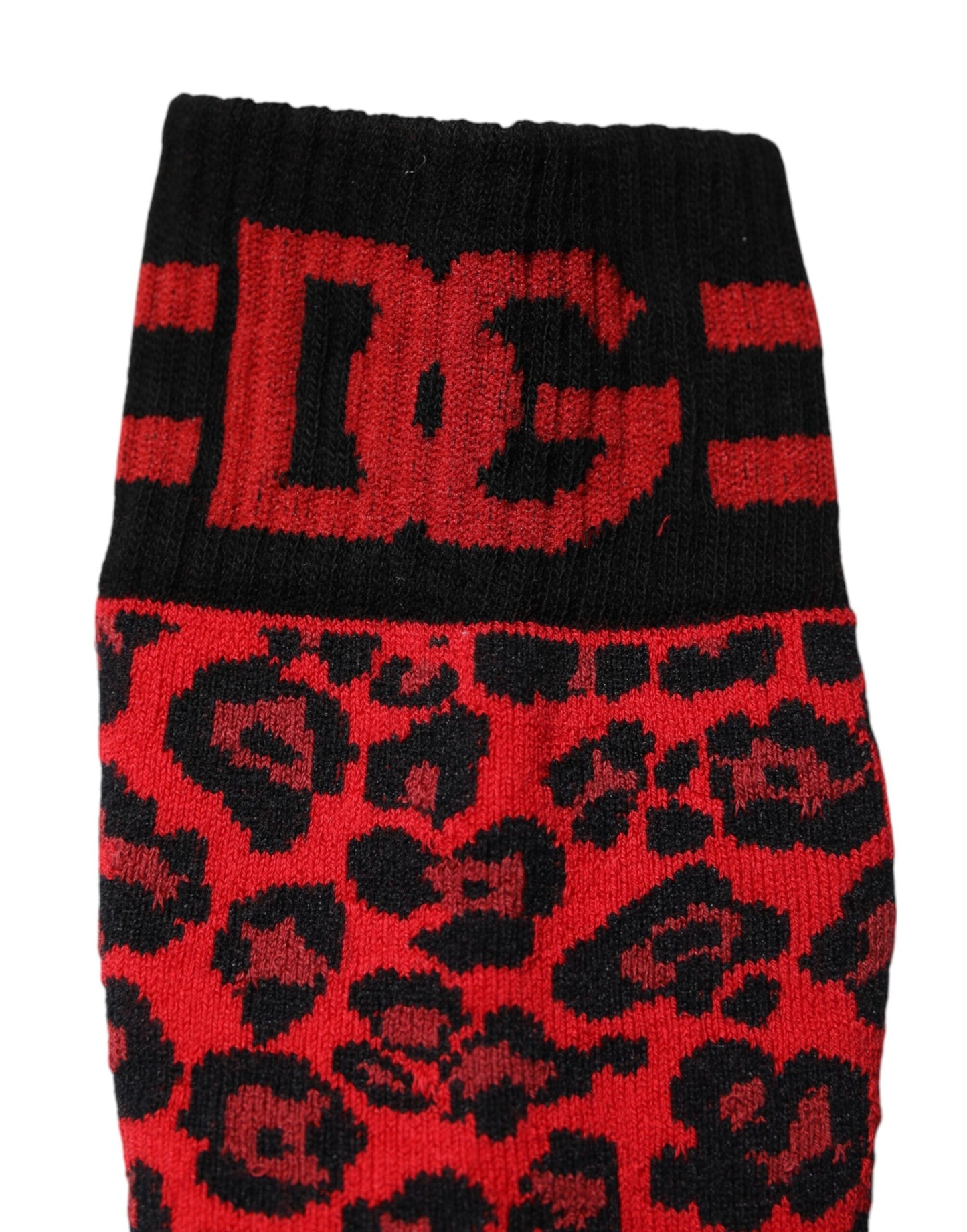 Dolce & Gabbana Red Leopard Nylon Mid Calf Men Socks