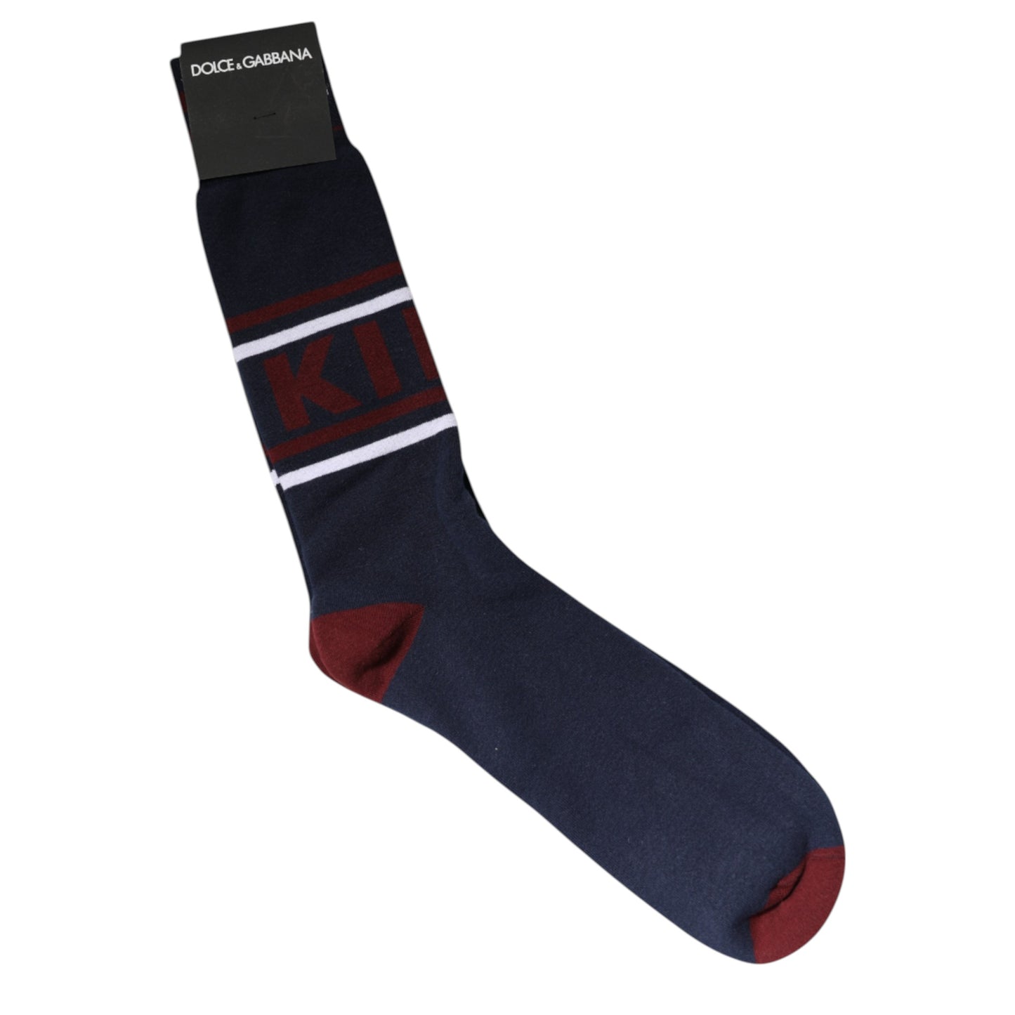 Dolce & Gabbana Blue Cotton Logo Mid Calf Men Socks