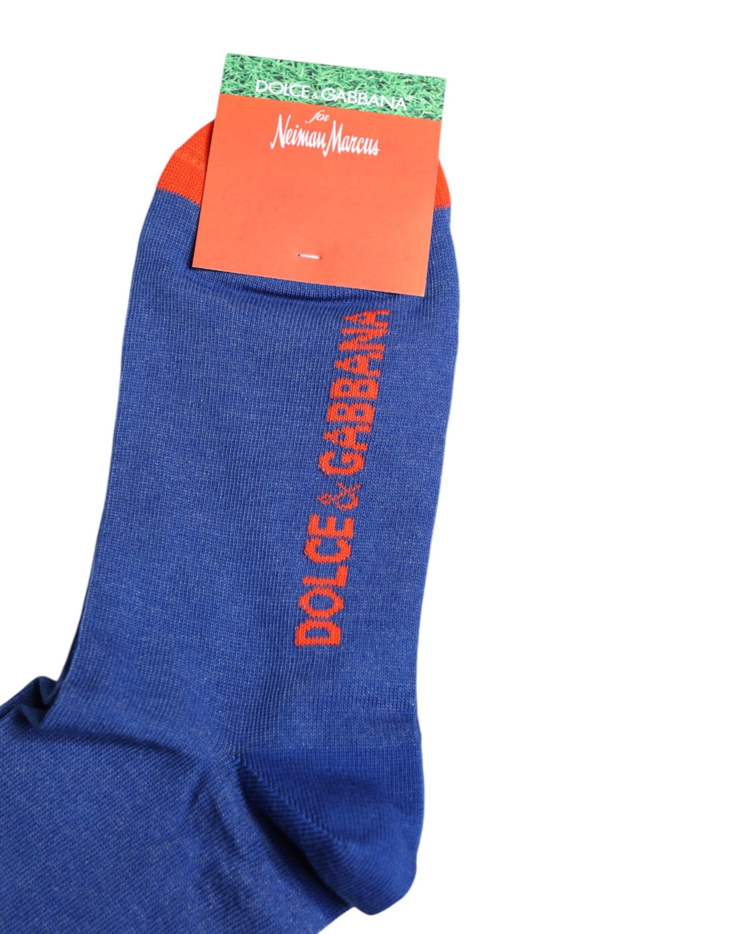 Dolce & Gabbana Blue Cotton DG Logo Print Mid Calf Socks