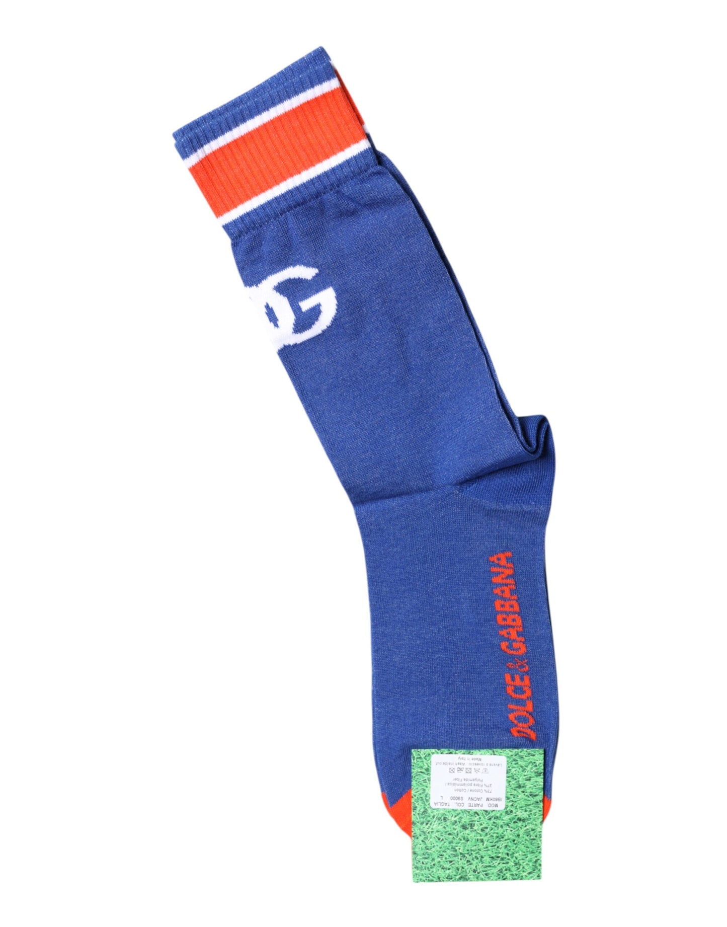 Dolce & Gabbana Blue Cotton DG Logo Print Mid Calf Socks