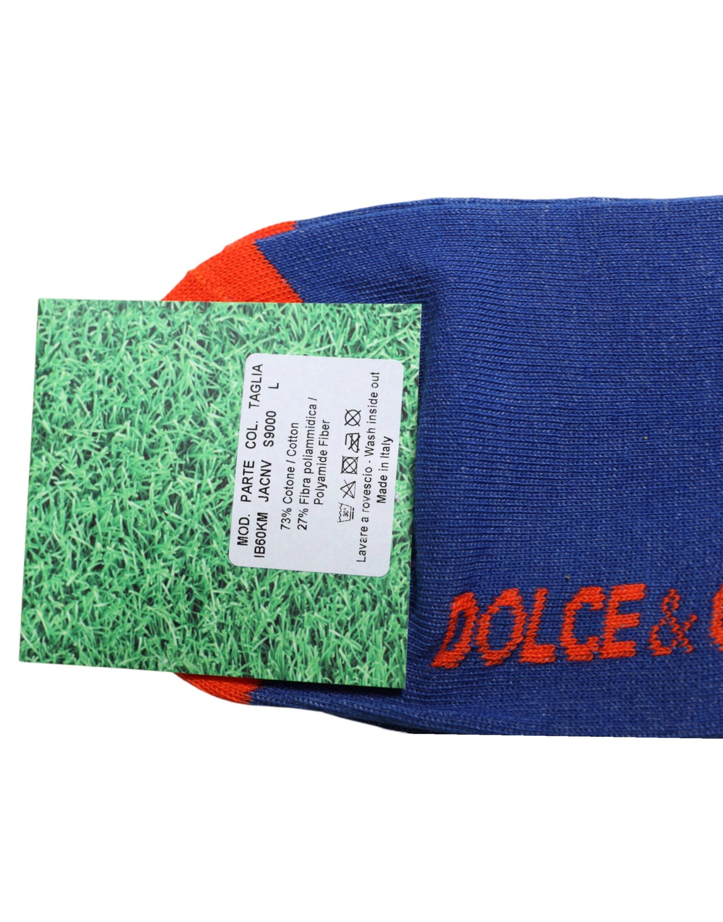 Dolce & Gabbana Blue Cotton DG Logo Print Mid Calf Socks
