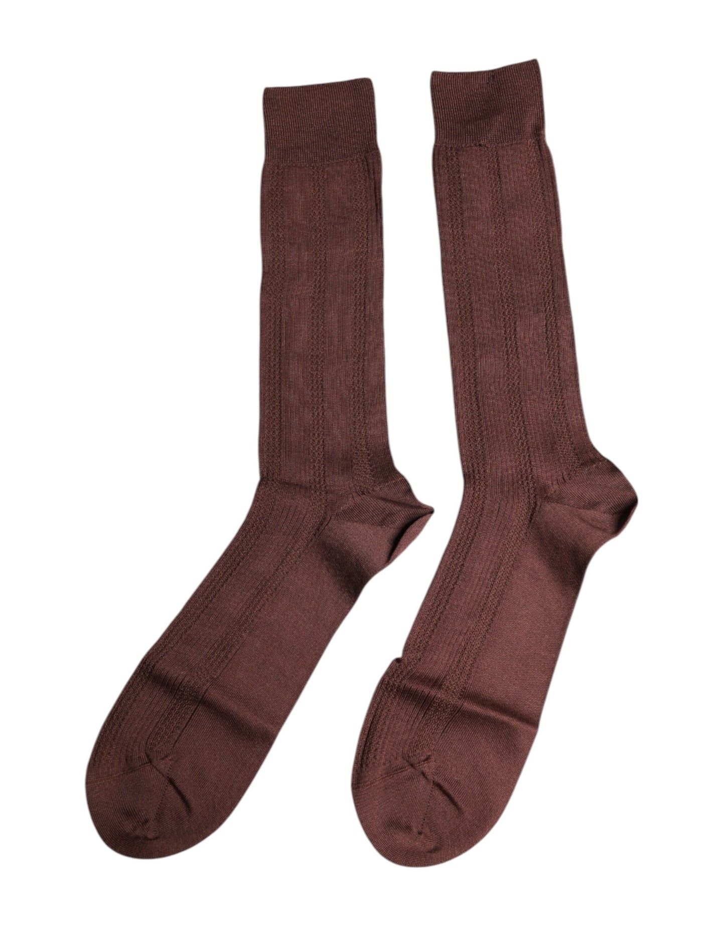 Dolce & Gabbana Brown Stretch Logo Print Mid Calf Socks