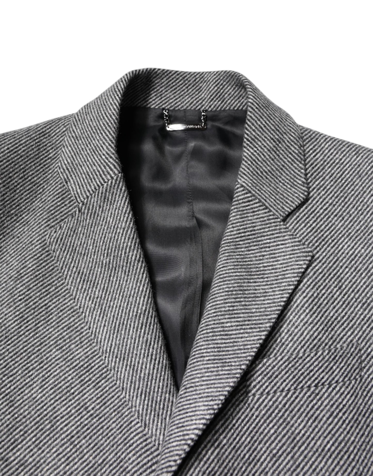 Chaqueta gabardina de lana gris de botonadura sencilla de Dolce & Gabbana