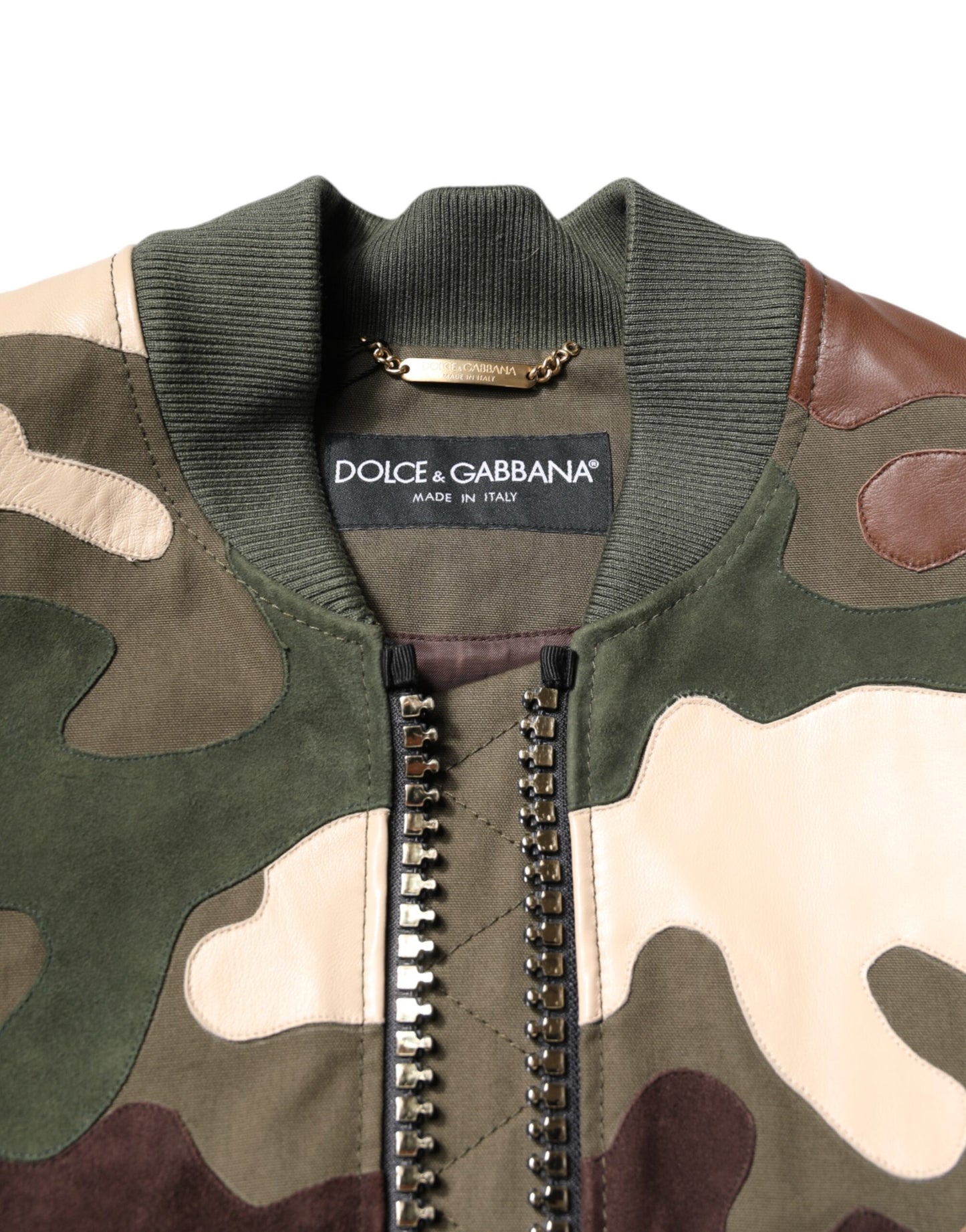 Chaqueta bomber de algodón multicolor con cremallera completa de Dolce & Gabbana