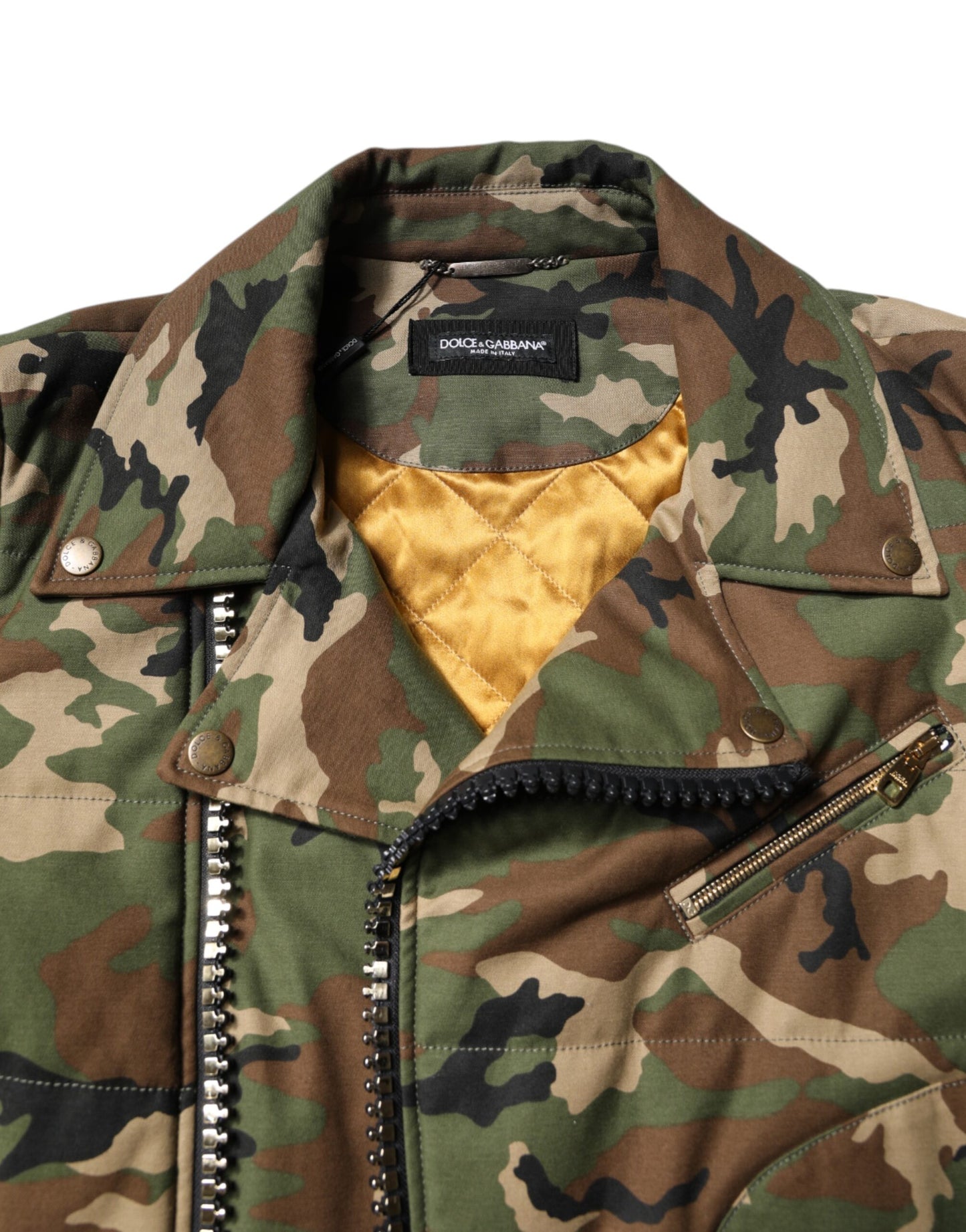 Chaqueta biker de nailon con estampado de camuflaje multicolor de Dolce & Gabbana