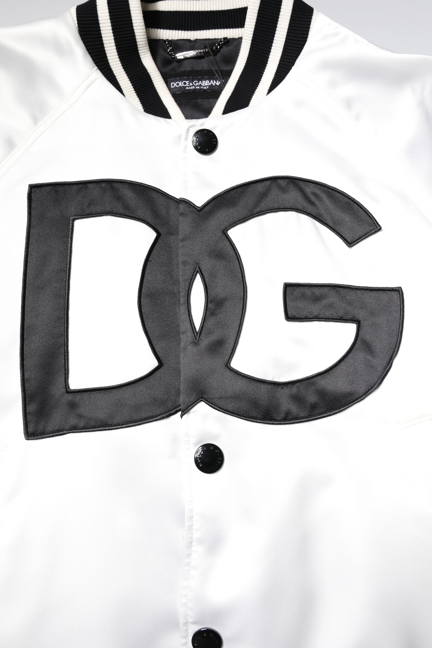 Chaqueta bomber de jersey de poliéster con logotipo DG blanco de Dolce & Gabbana