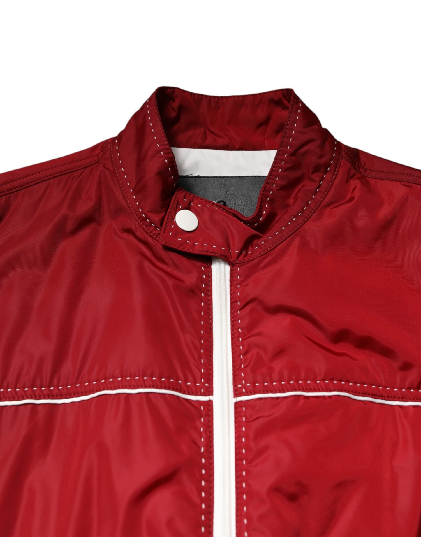Chaqueta bomber Dolce & Gabbana de nailon rojo y blanco con cremallera completa para hombre