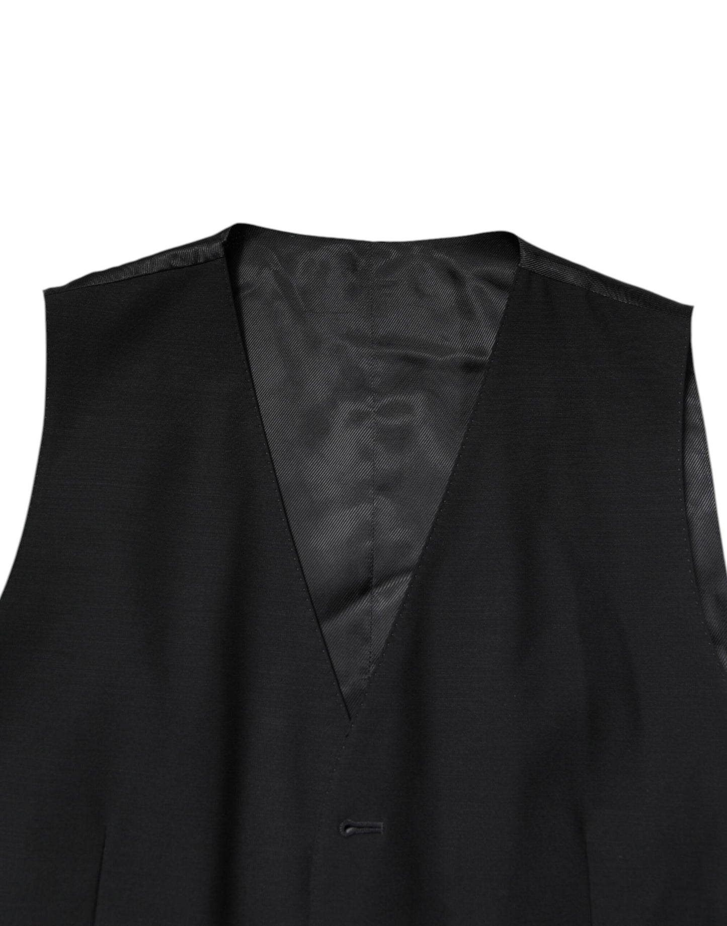 Traje formal de tres piezas de botonadura sencilla en negro de Dolce & Gabbana