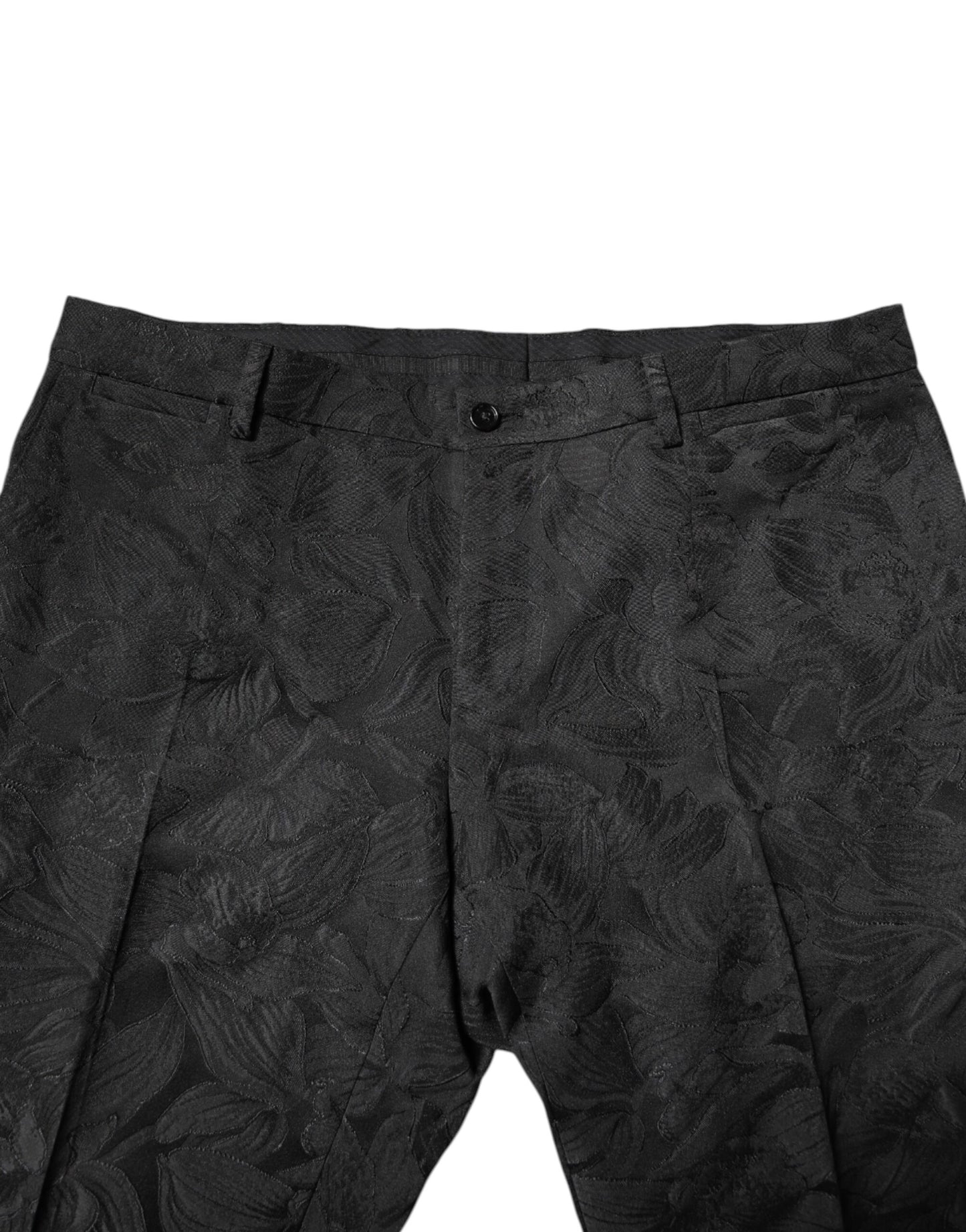 Traje de dos piezas de jacquard floral de poliéster negro de Dolce & Gabbana