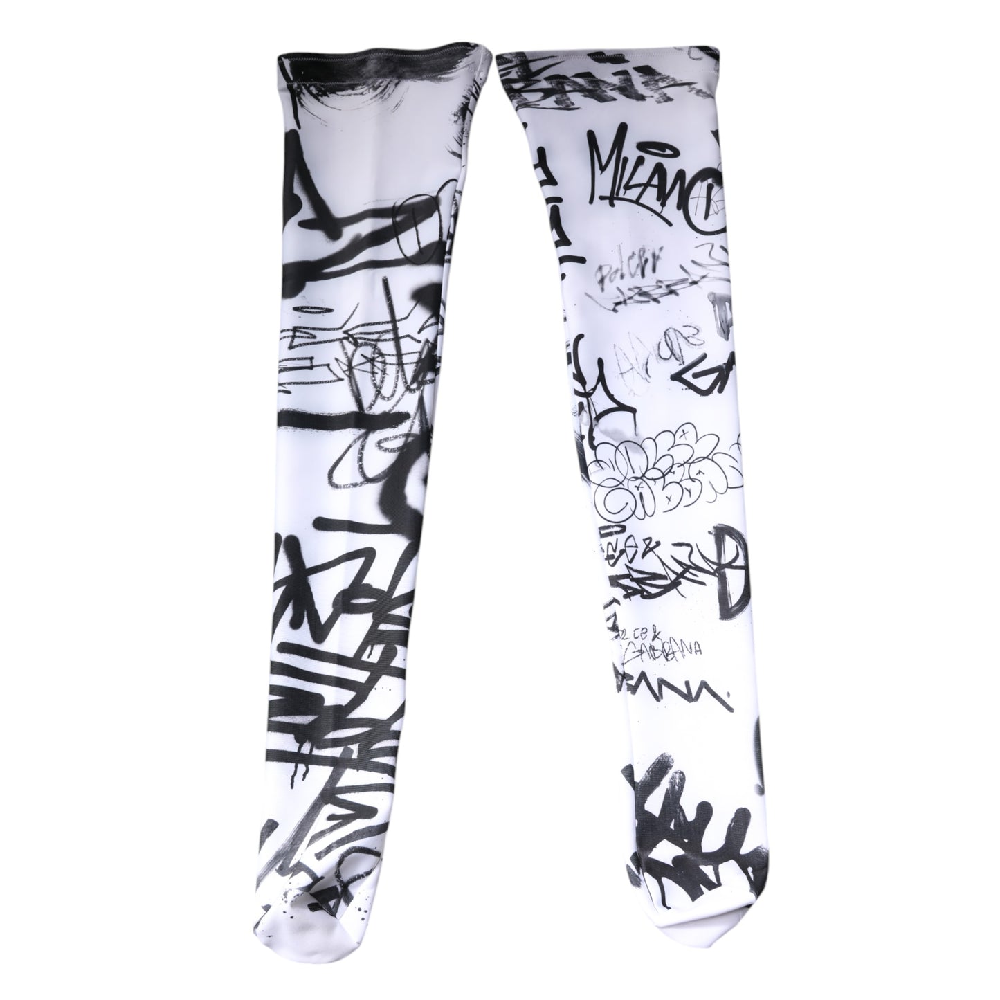 Chaussettes mi-mollet en coton blanc à motif graffiti Dolce & Gabbana