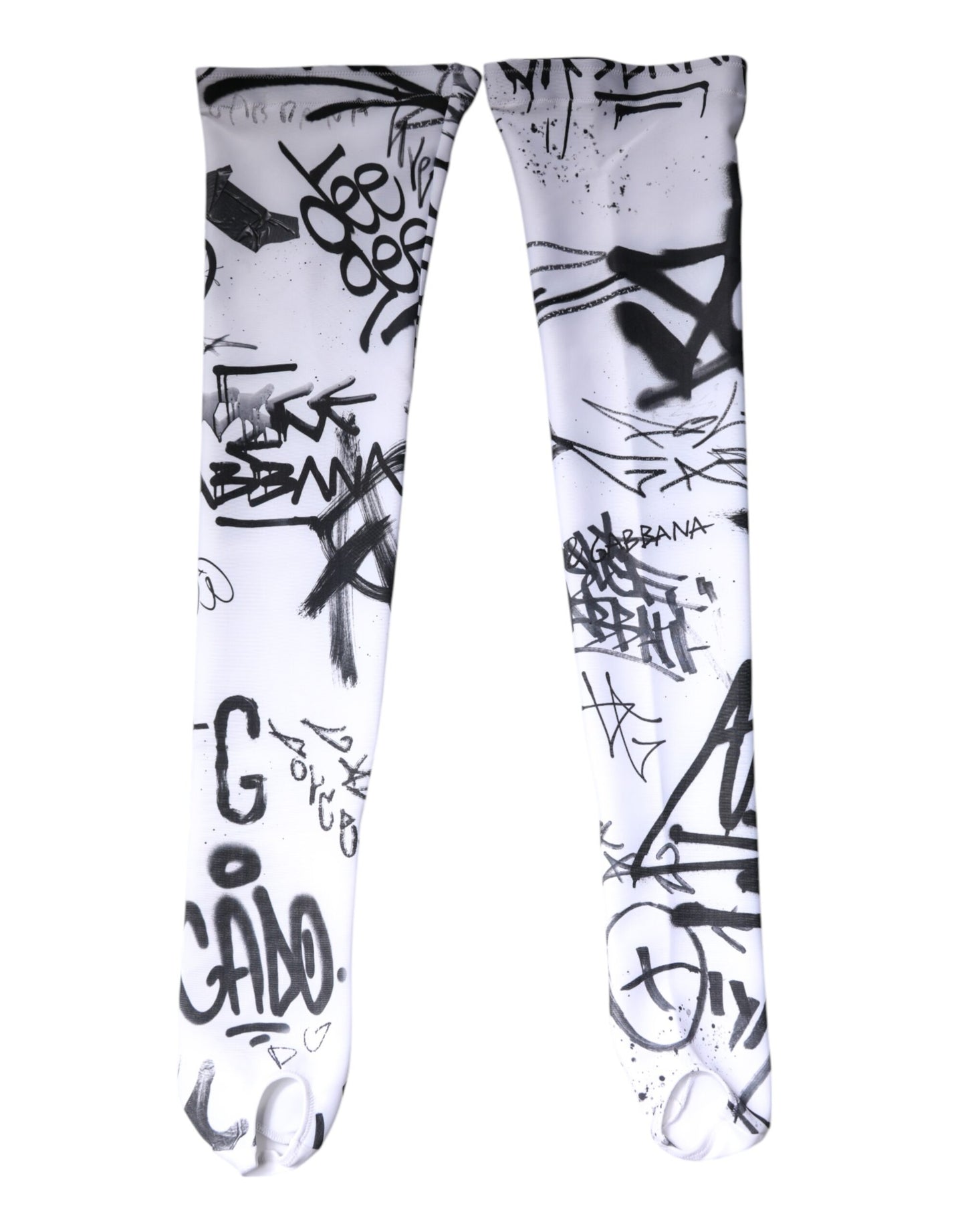 Chaussettes mi-mollet en coton blanc à motif graffiti Dolce & Gabbana