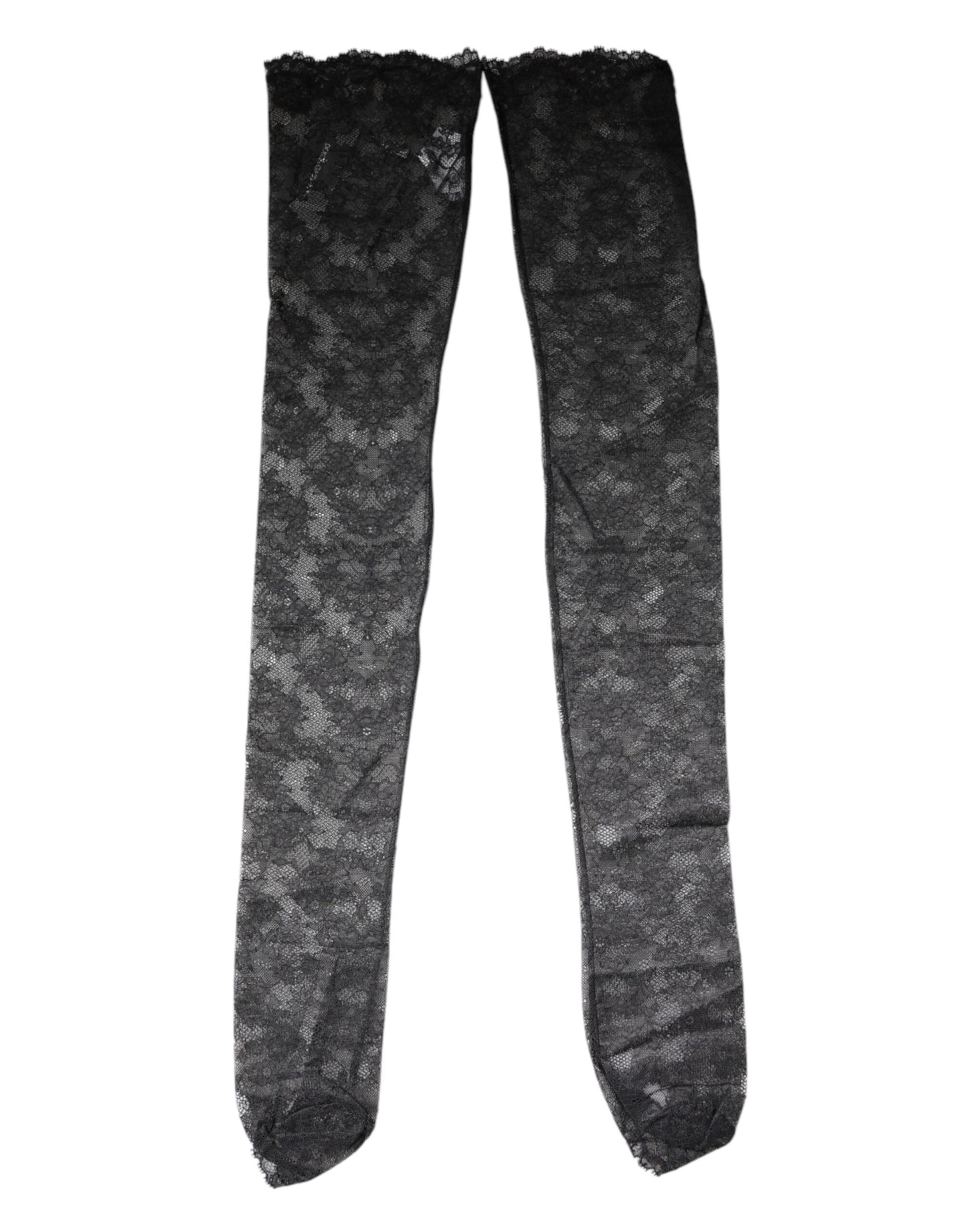 Chaussettes en coton stretch à dentelle florale noire Dolce & Gabbana