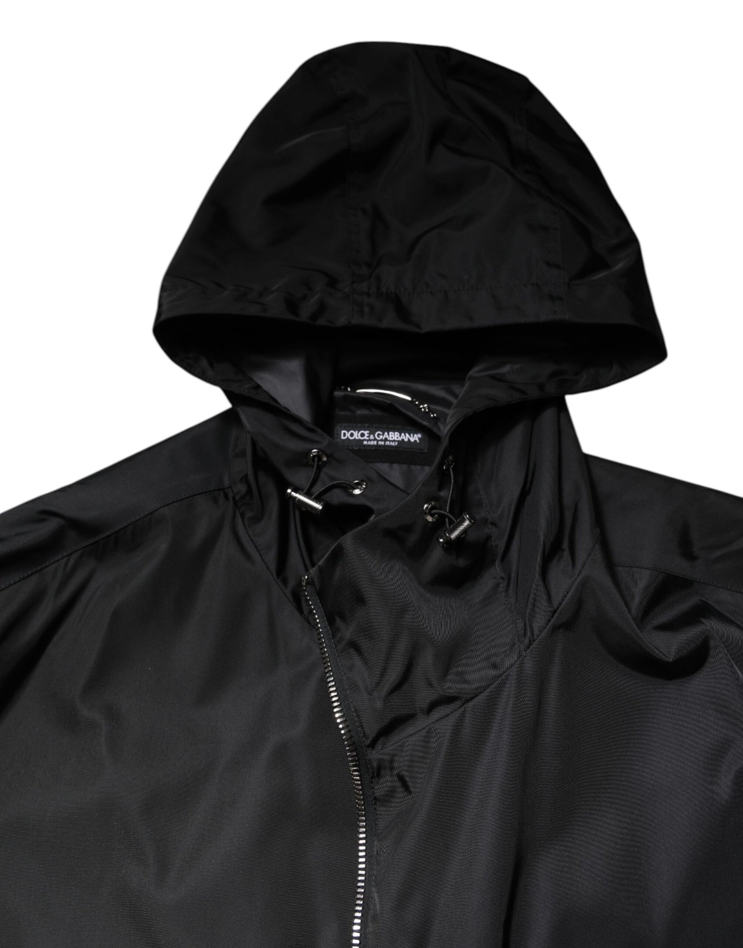Chaqueta cortavientos larga con capucha negra para hombre de Dolce & Gabbana