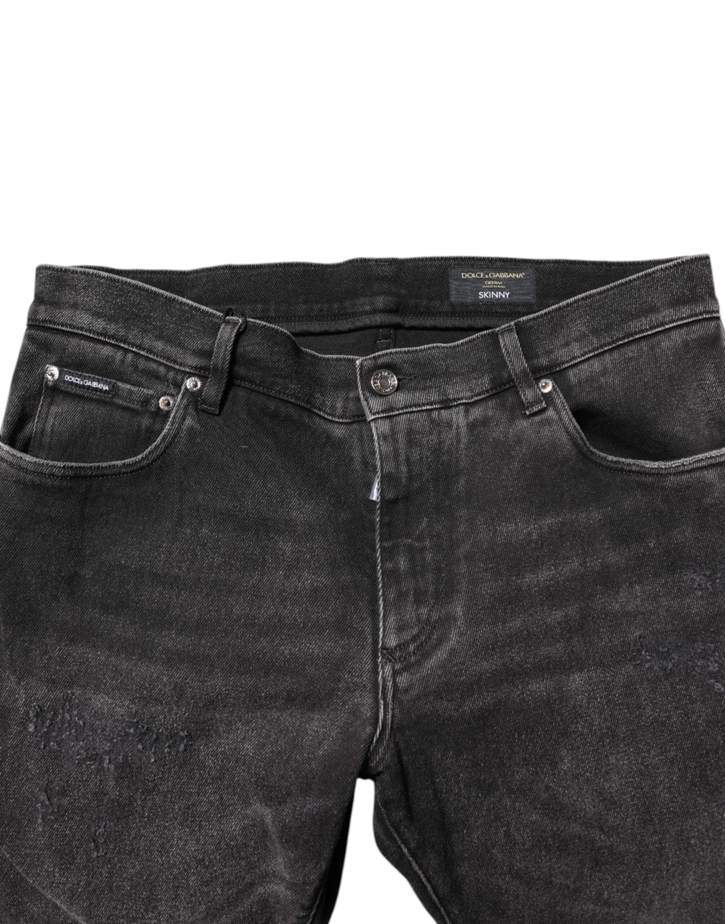 Vaqueros ajustados de algodón lavado gris de Dolce & Gabbana