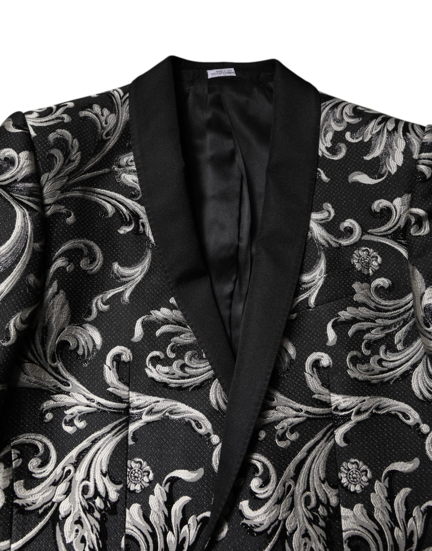 Traje de 3 piezas para hombre en jacquard MARTINI negro y gris de Dolce & Gabbana