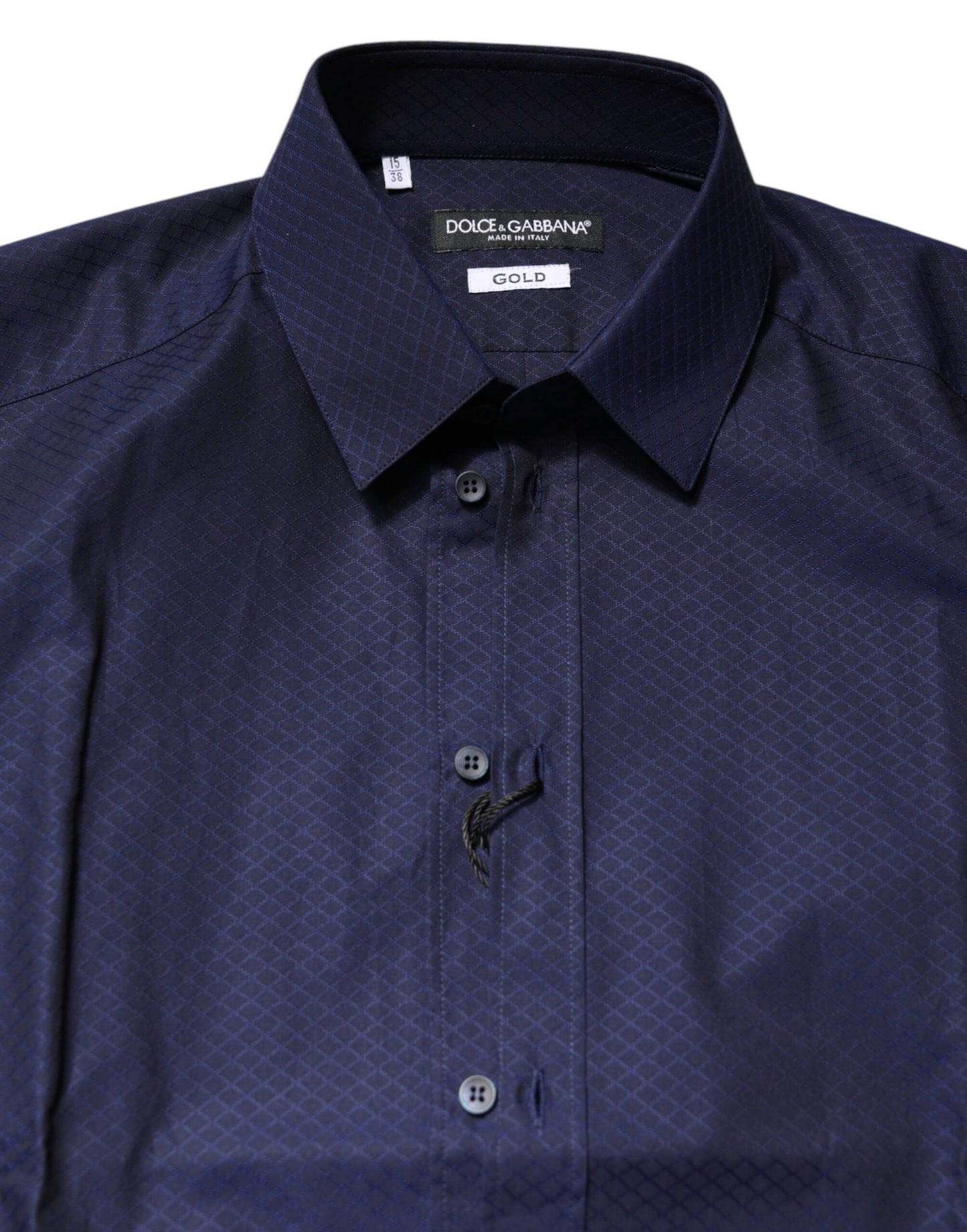 Camisa de vestir Dolce & Gabbana de algodón azul dorado de manga larga para hombre