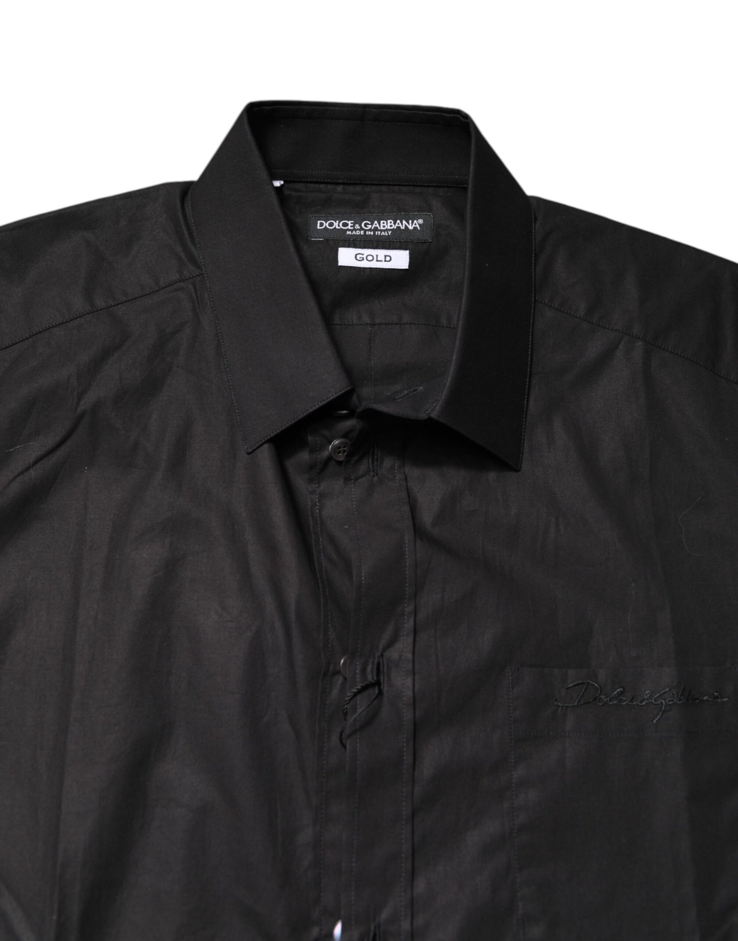 Dolce & Gabbana Black GOLD Cotton Dress Formal Shirt