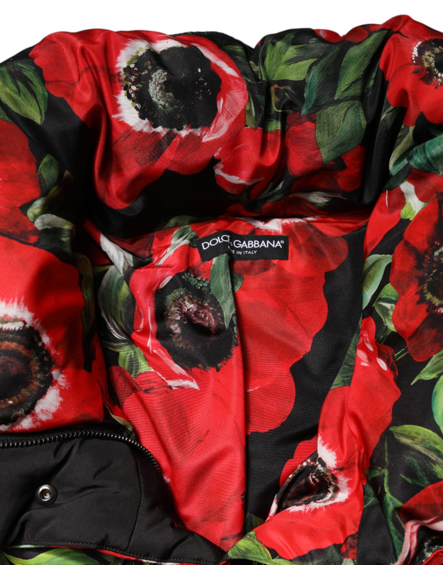 Chaqueta acolchada con cremallera completa y estampado floral multicolor de Dolce & Gabbana
