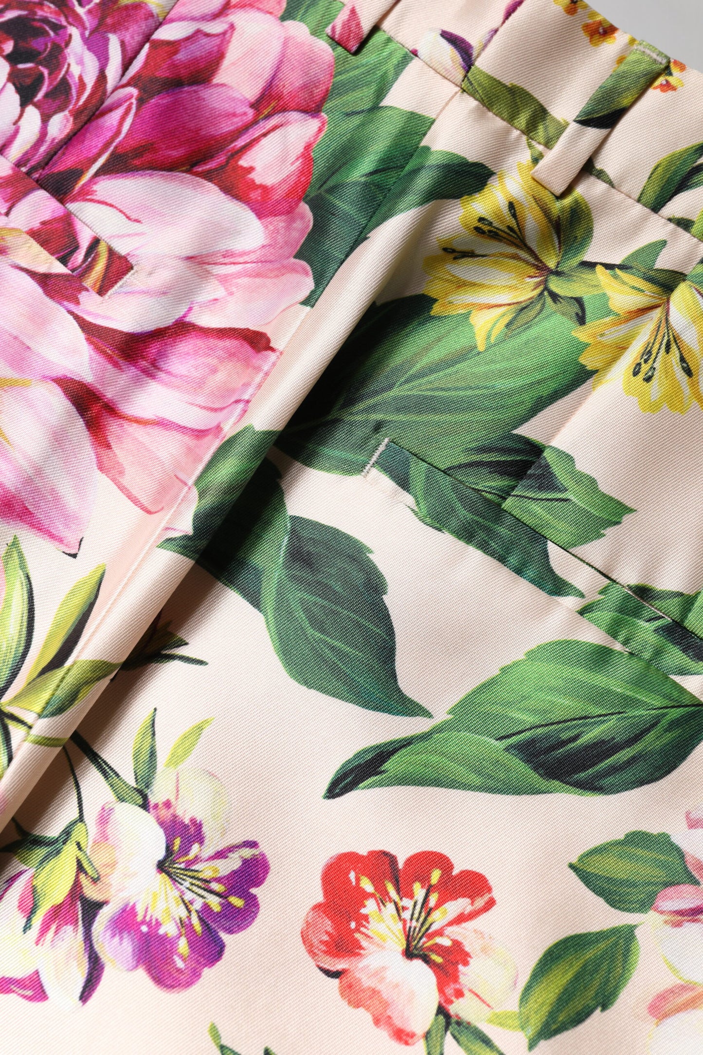 Pantalones rectos de cintura alta con estampado floral multicolor de Dolce & Gabbana