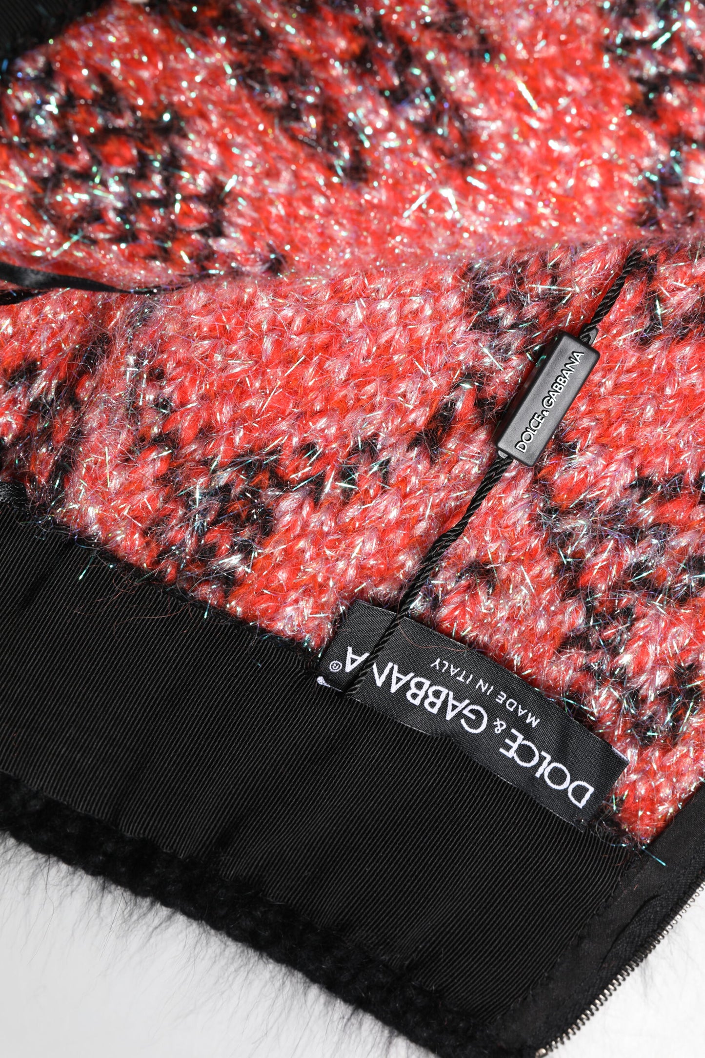 Minifalda de cintura alta de felpa multicolor de Dolce & Gabbana
