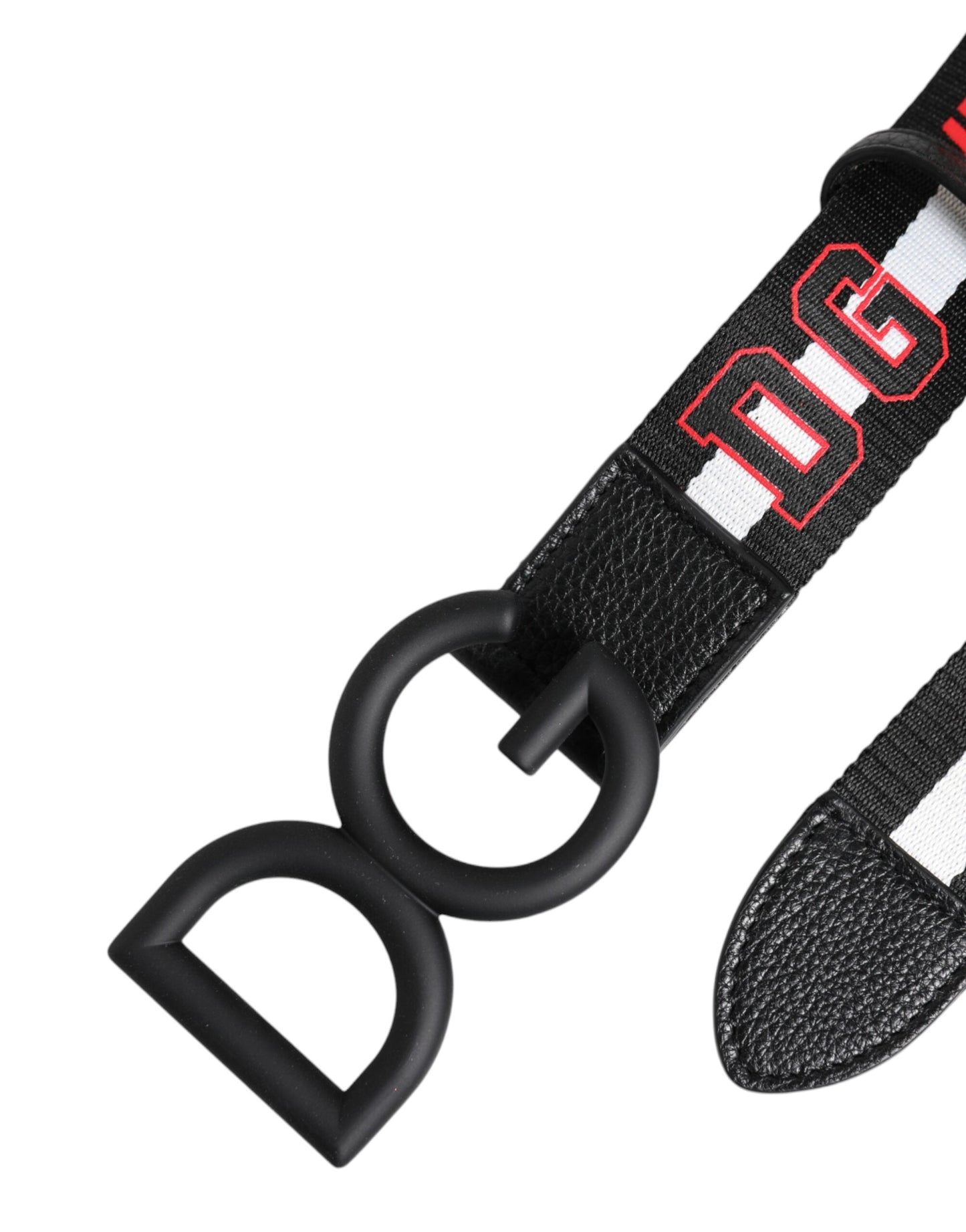 Cinturón con hebilla DG y estampado de logotipo de poliéster negro de Dolce & Gabbana