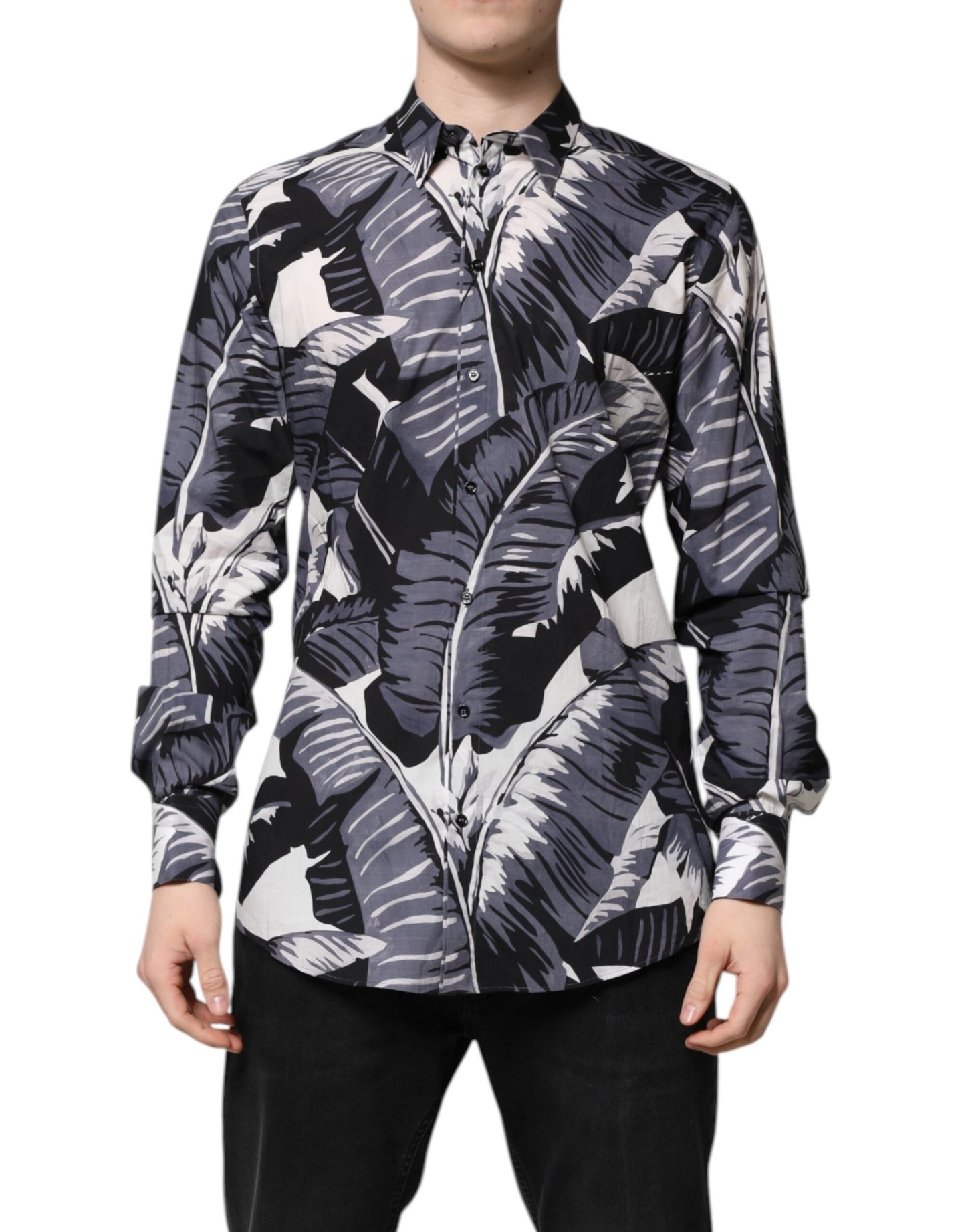 Camisa Dolce & Gabbana Multicolor GOLD de algodón con estampado de hojas de plátano