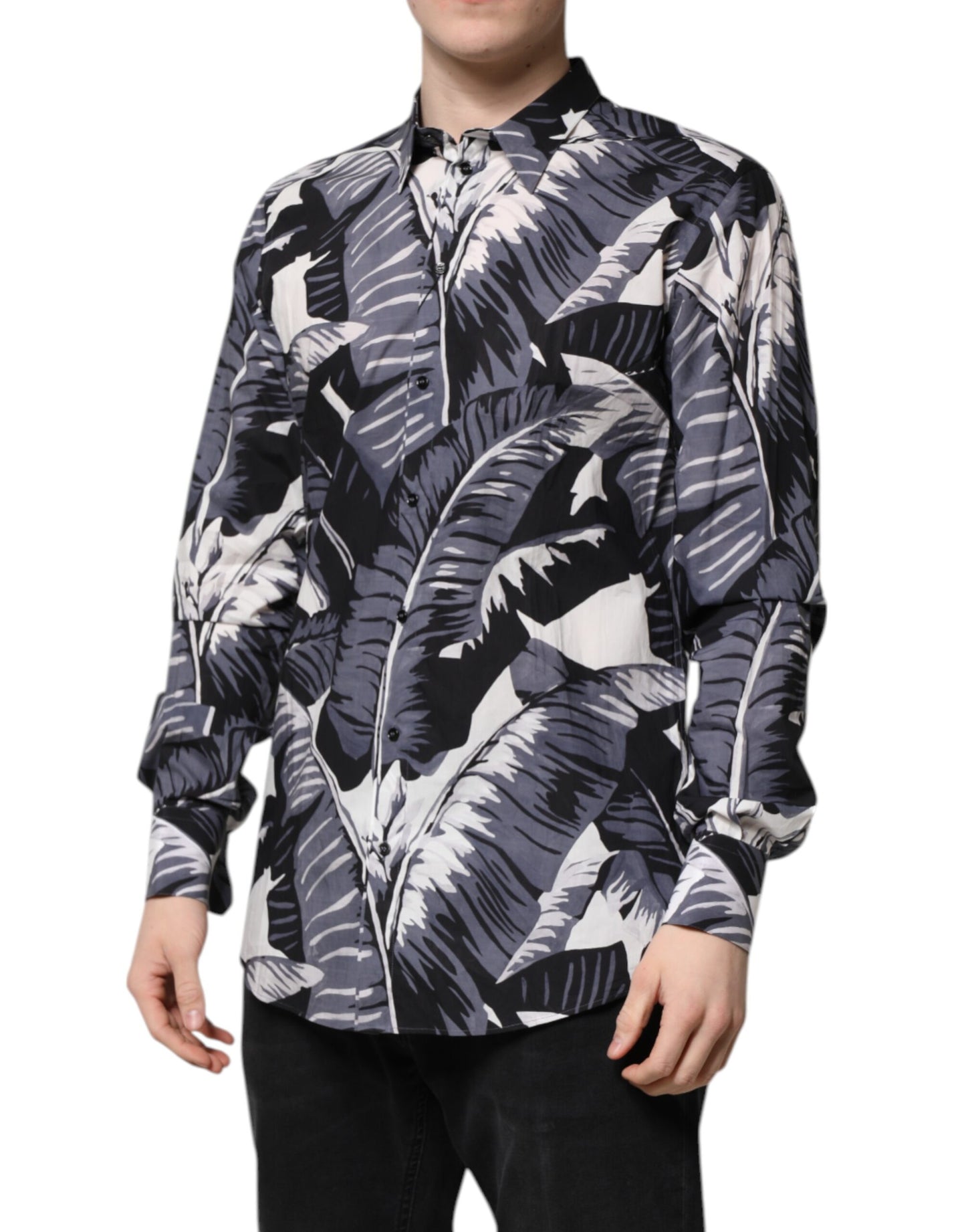 Camisa Dolce & Gabbana Multicolor GOLD de algodón con estampado de hojas de plátano