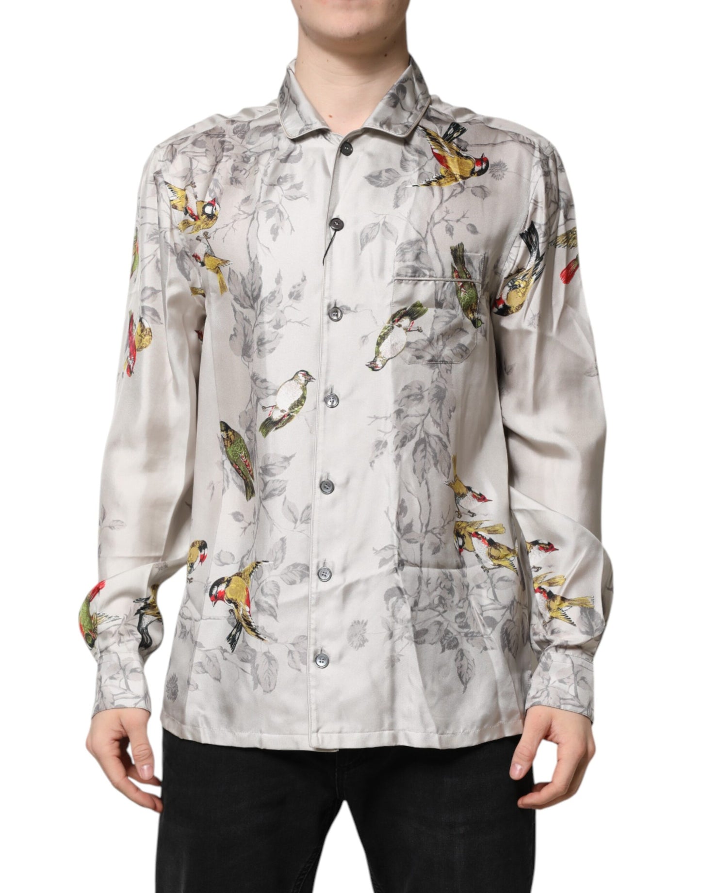 Camisa de botones con estampado de seda multicolor de Dolce & Gabbana