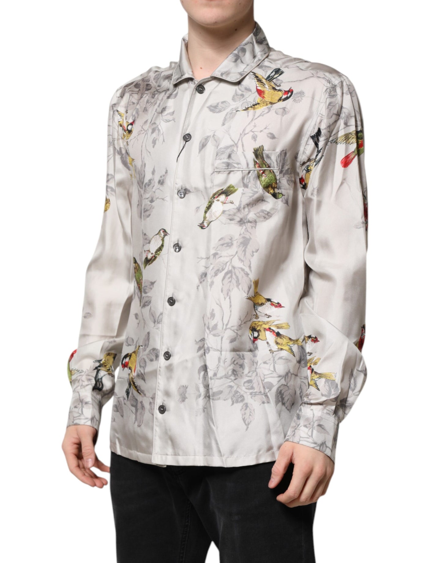 Camisa de botones con estampado de seda multicolor de Dolce & Gabbana