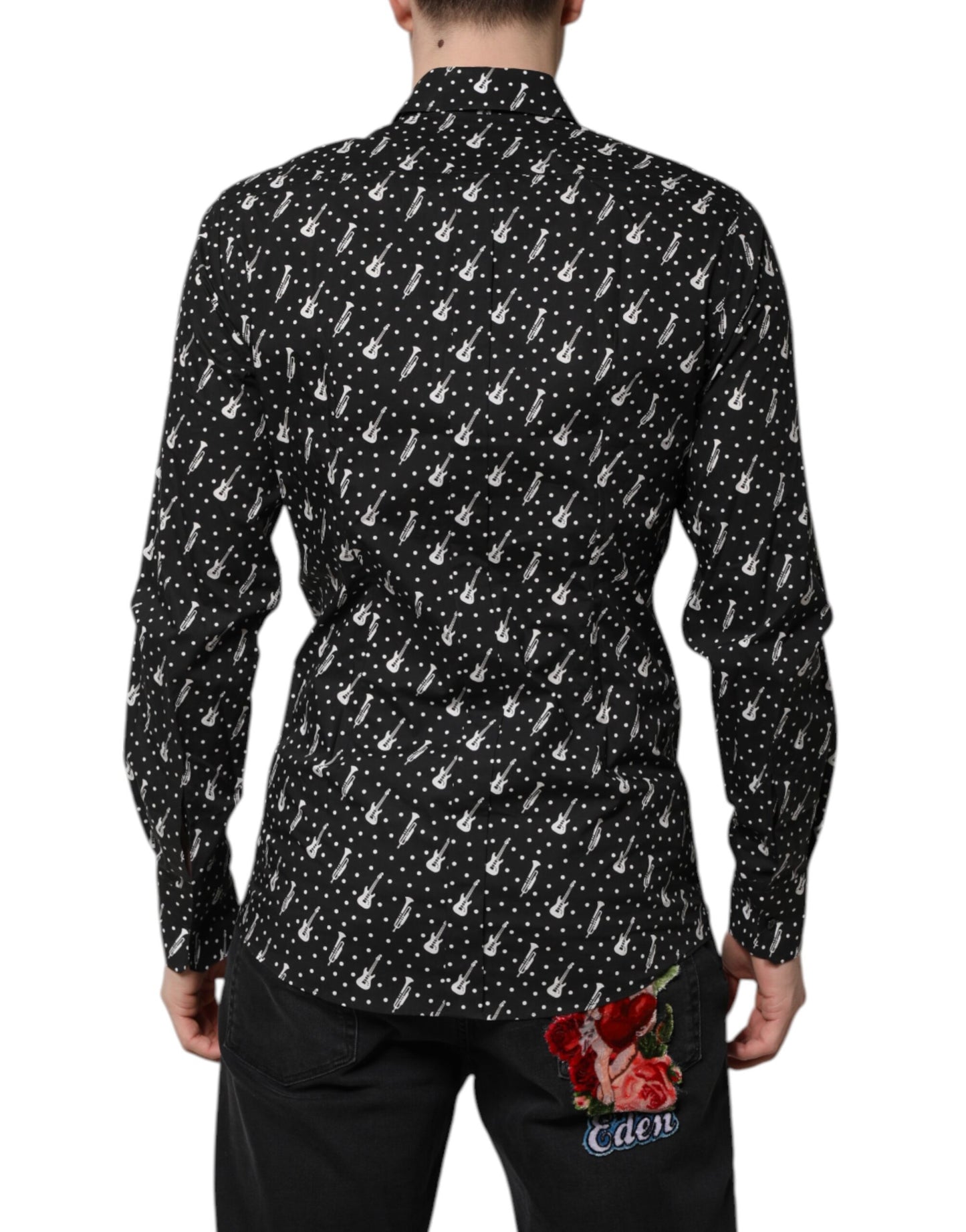 Camisa Dolce & Gabbana con adornos de instrumentos dorados en negro