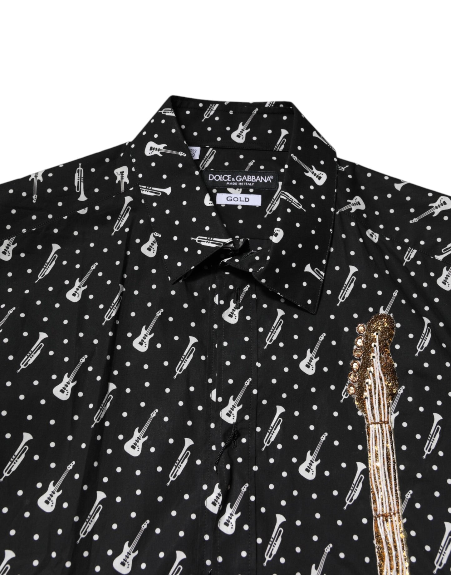 Camisa Dolce & Gabbana con adornos de instrumentos dorados en negro