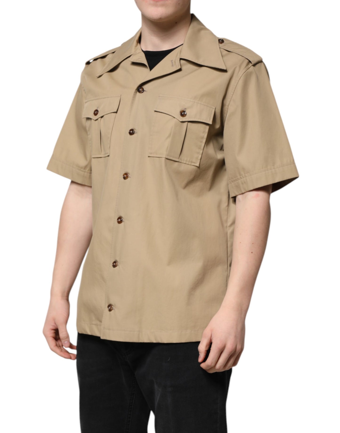Camisa de manga corta con estampado gráfico marrón de Dolce & Gabbana