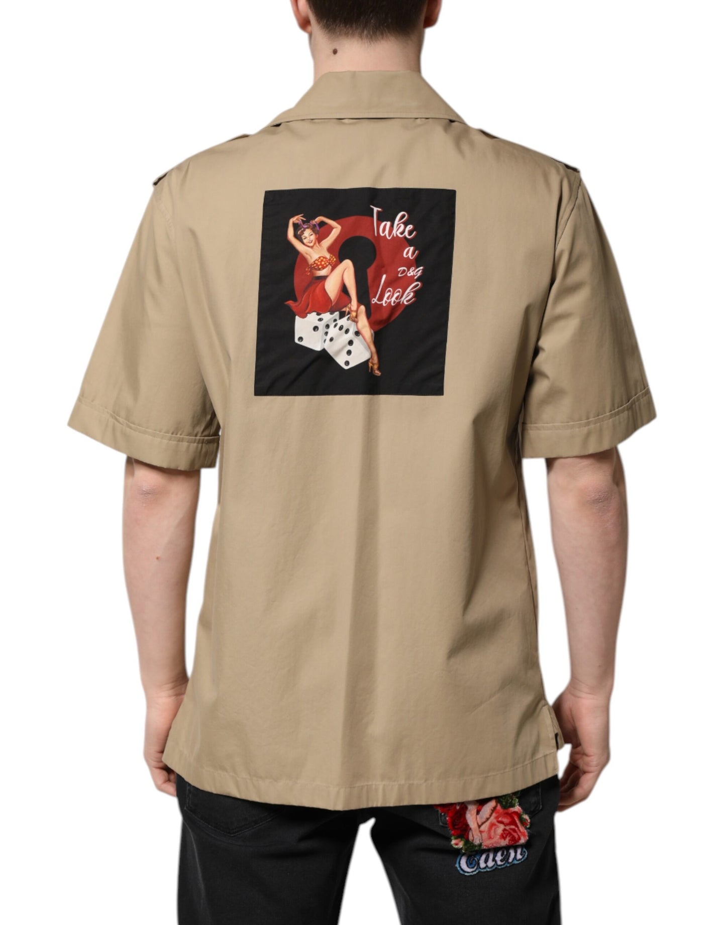 Camisa de manga corta con estampado gráfico marrón de Dolce & Gabbana