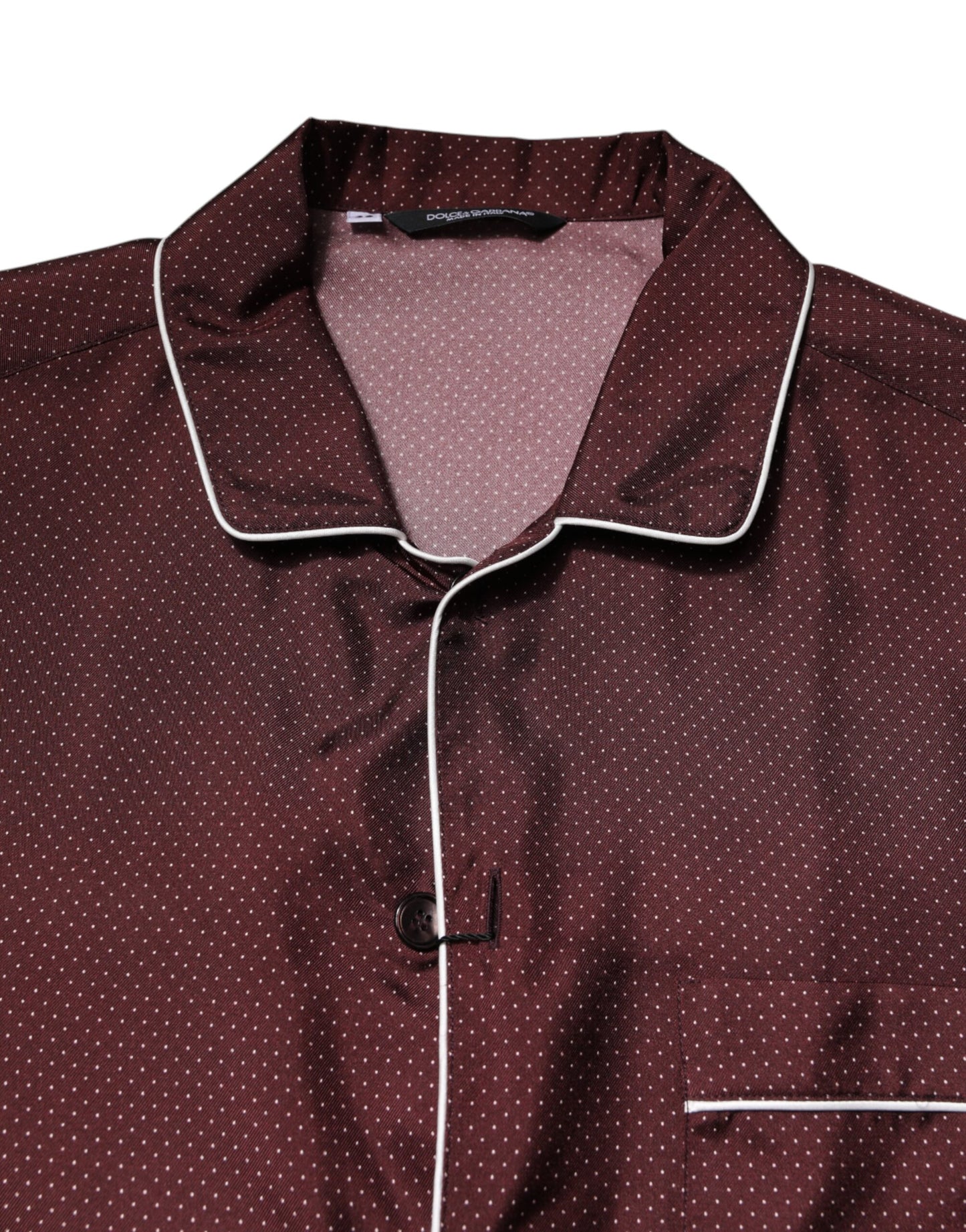 Camisa de manga larga con lunares de seda burdeos de Dolce & Gabbana