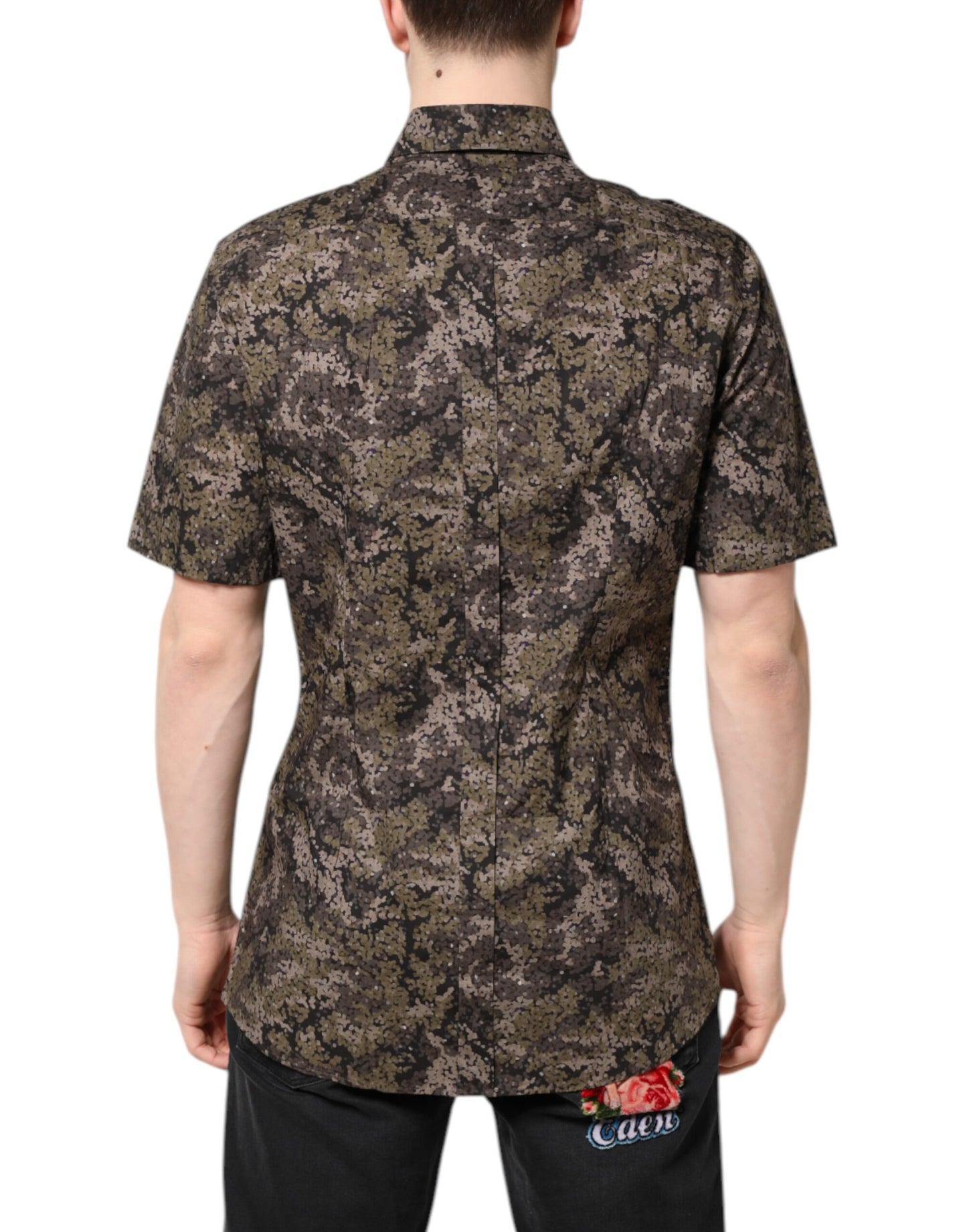 Camisa Dolce & Gabbana con botones de camuflaje multicolor dorado