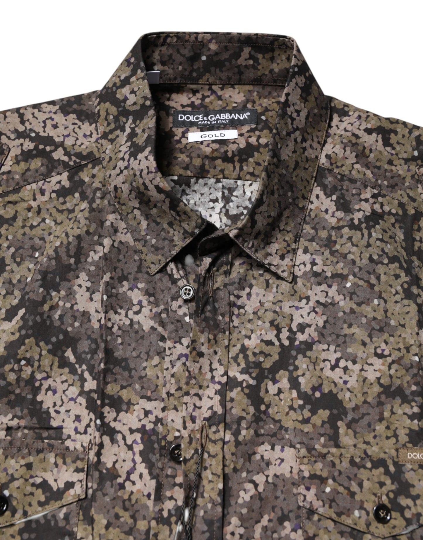 Camisa Dolce & Gabbana con botones de camuflaje multicolor dorado