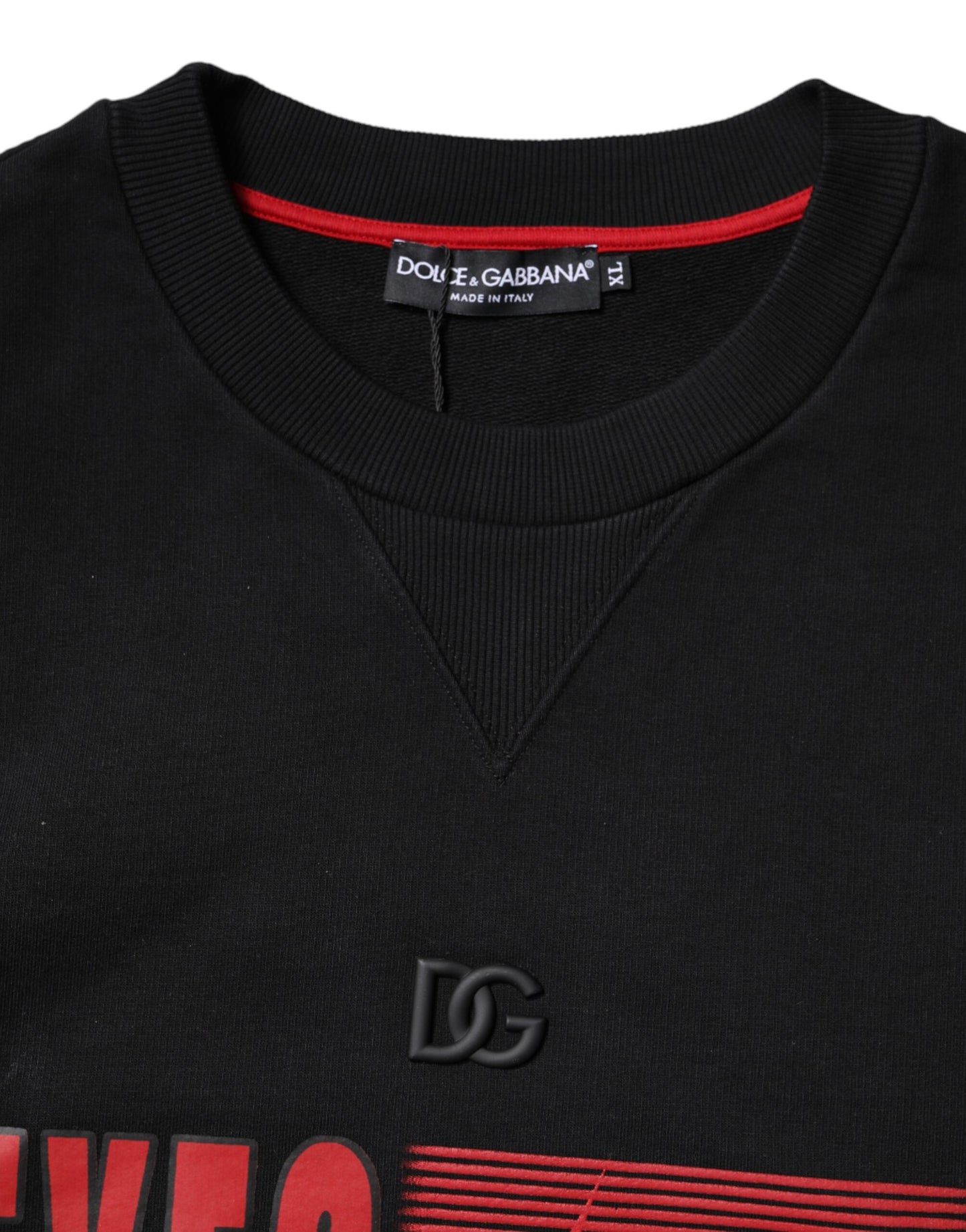 Suéter negro con estampado gráfico de algodón de Dolce & Gabbana
