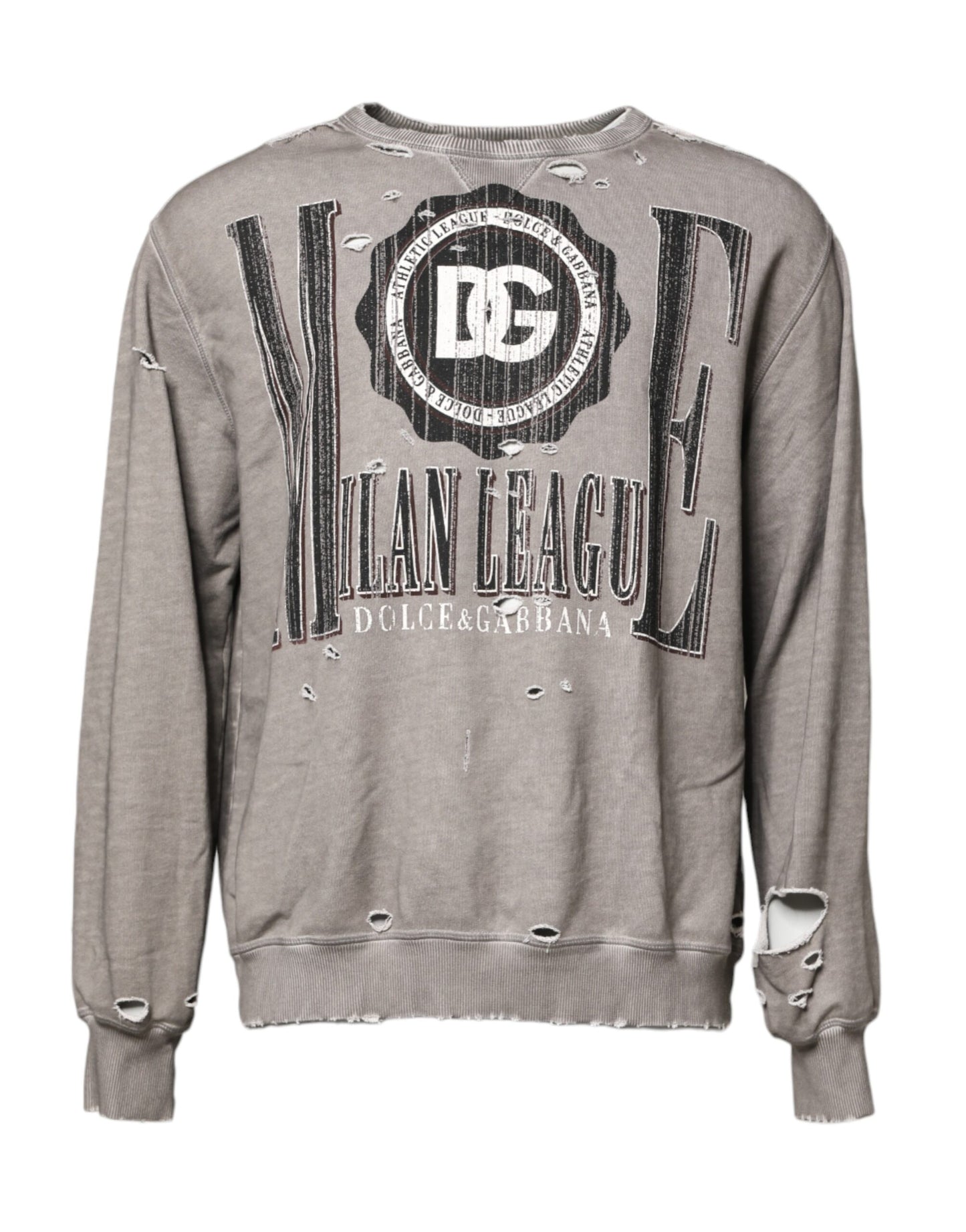 Pull ras du cou à imprimé logo gris Dolce & Gabbana