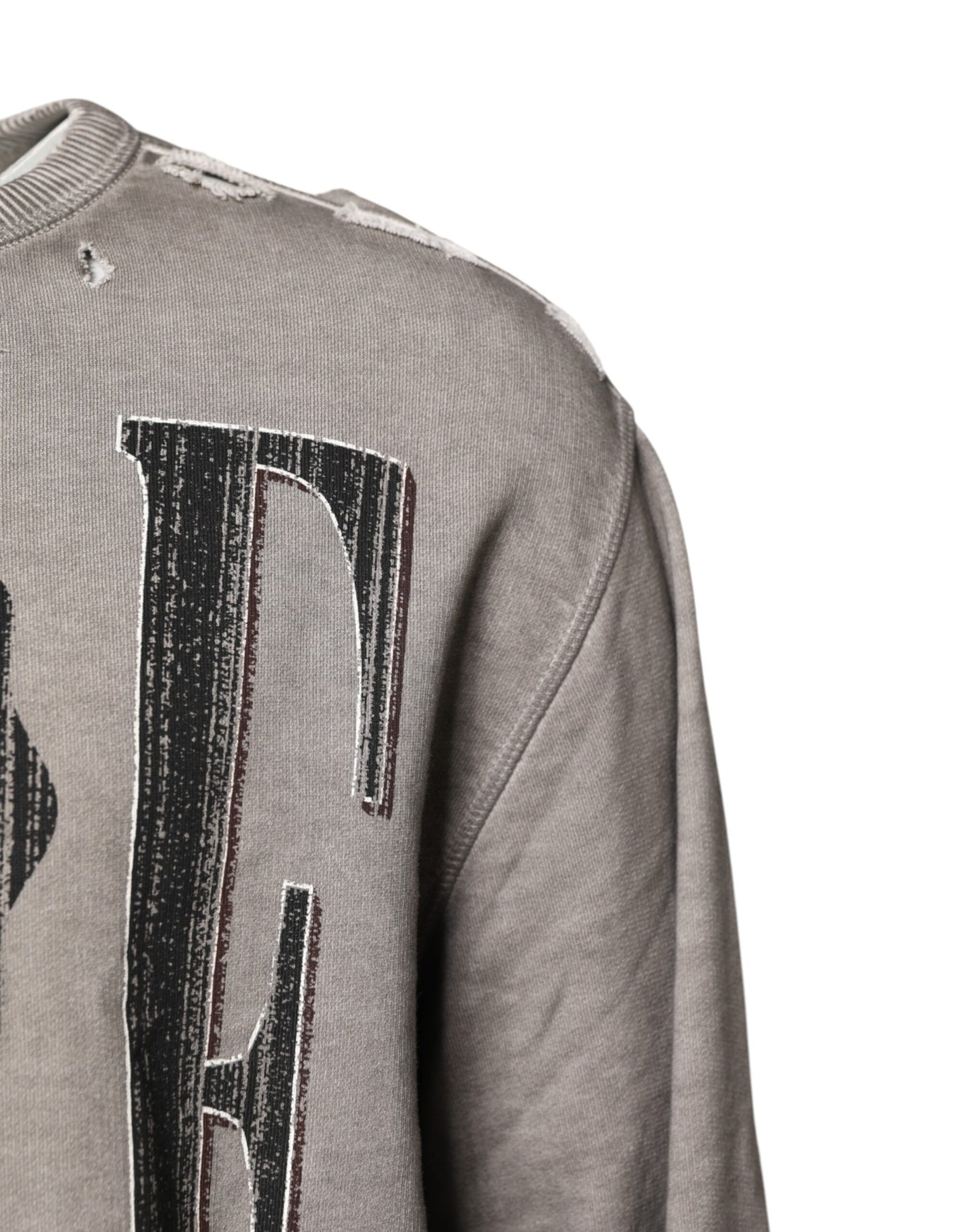 Pull ras du cou à imprimé logo gris Dolce & Gabbana