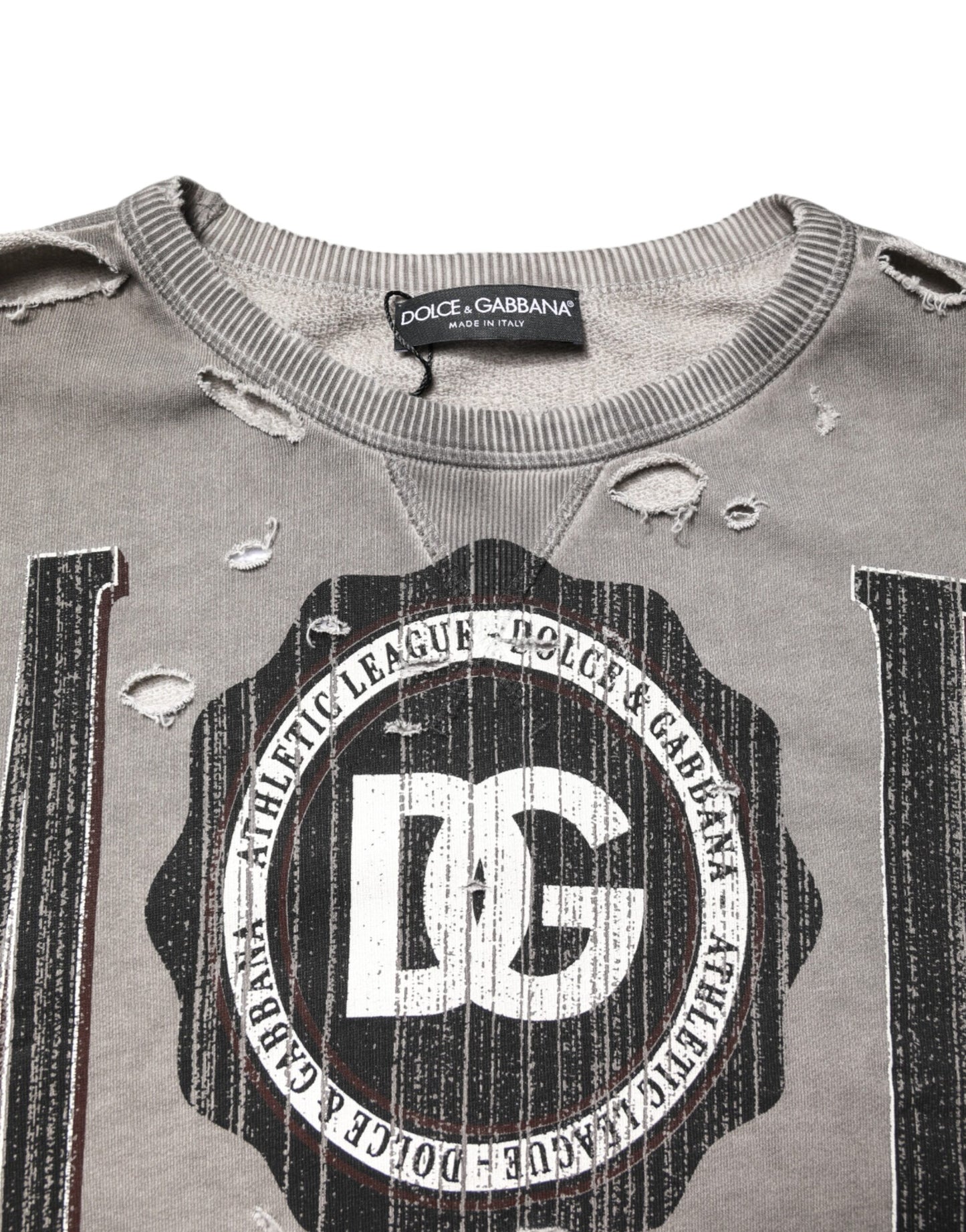 Pull ras du cou à imprimé logo gris Dolce & Gabbana
