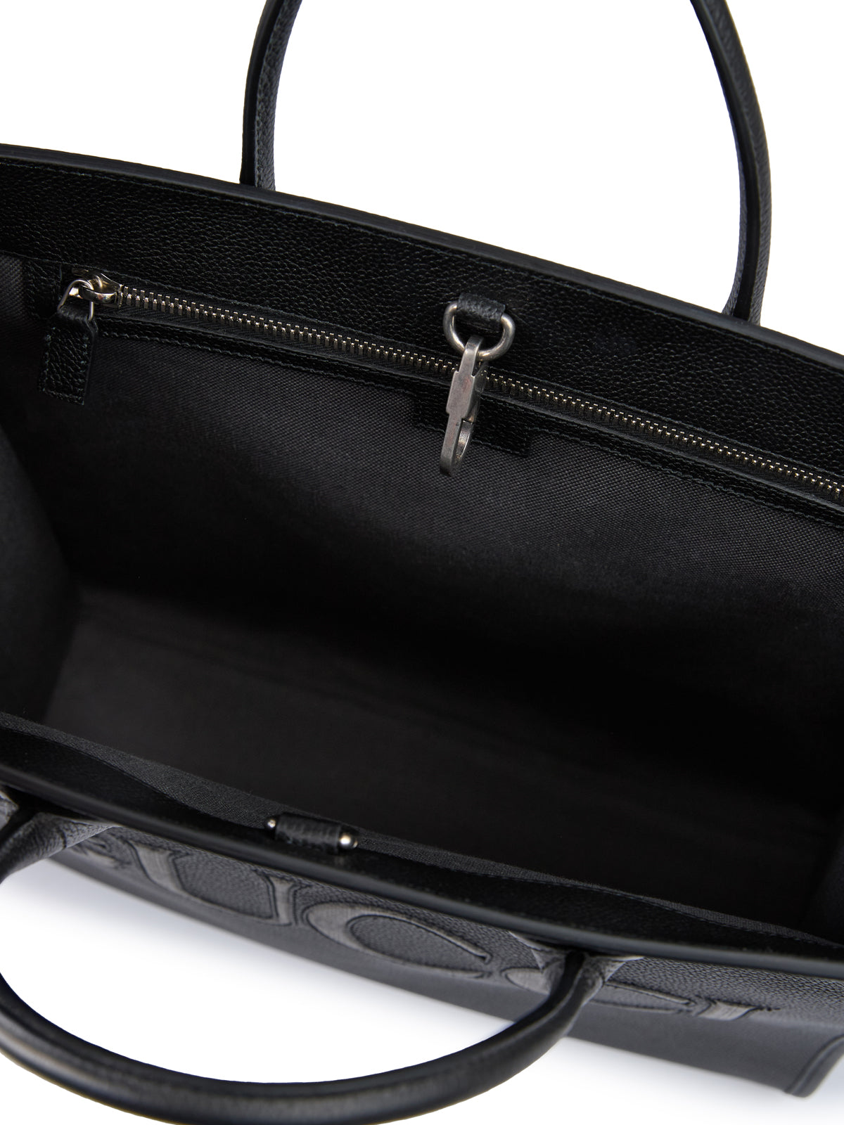 Sac fourre-tout moyen en cuir noir avec logo Gucci