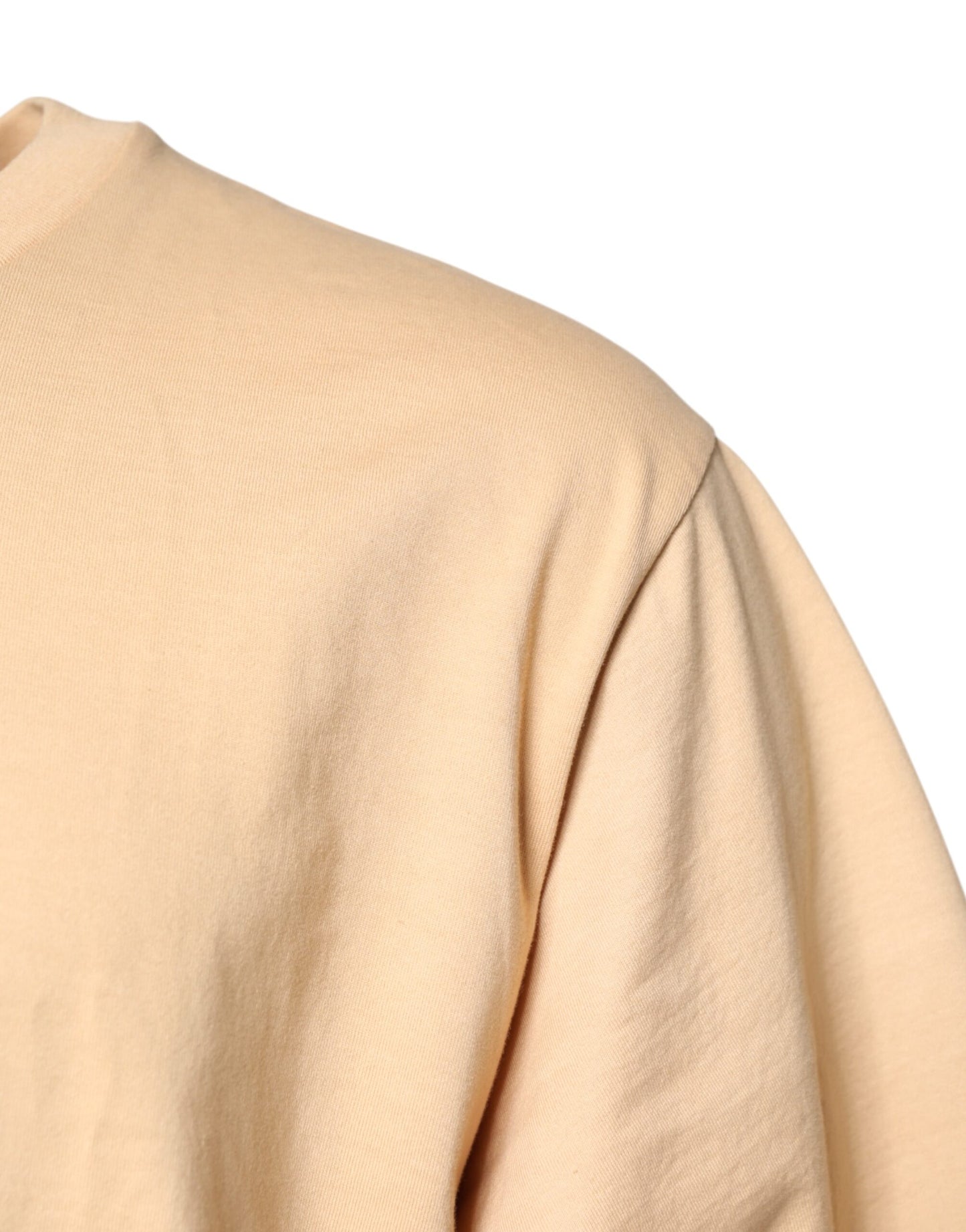 Camiseta de cuello redondo con estampado de logotipo de algodón beige de Dolce & Gabbana