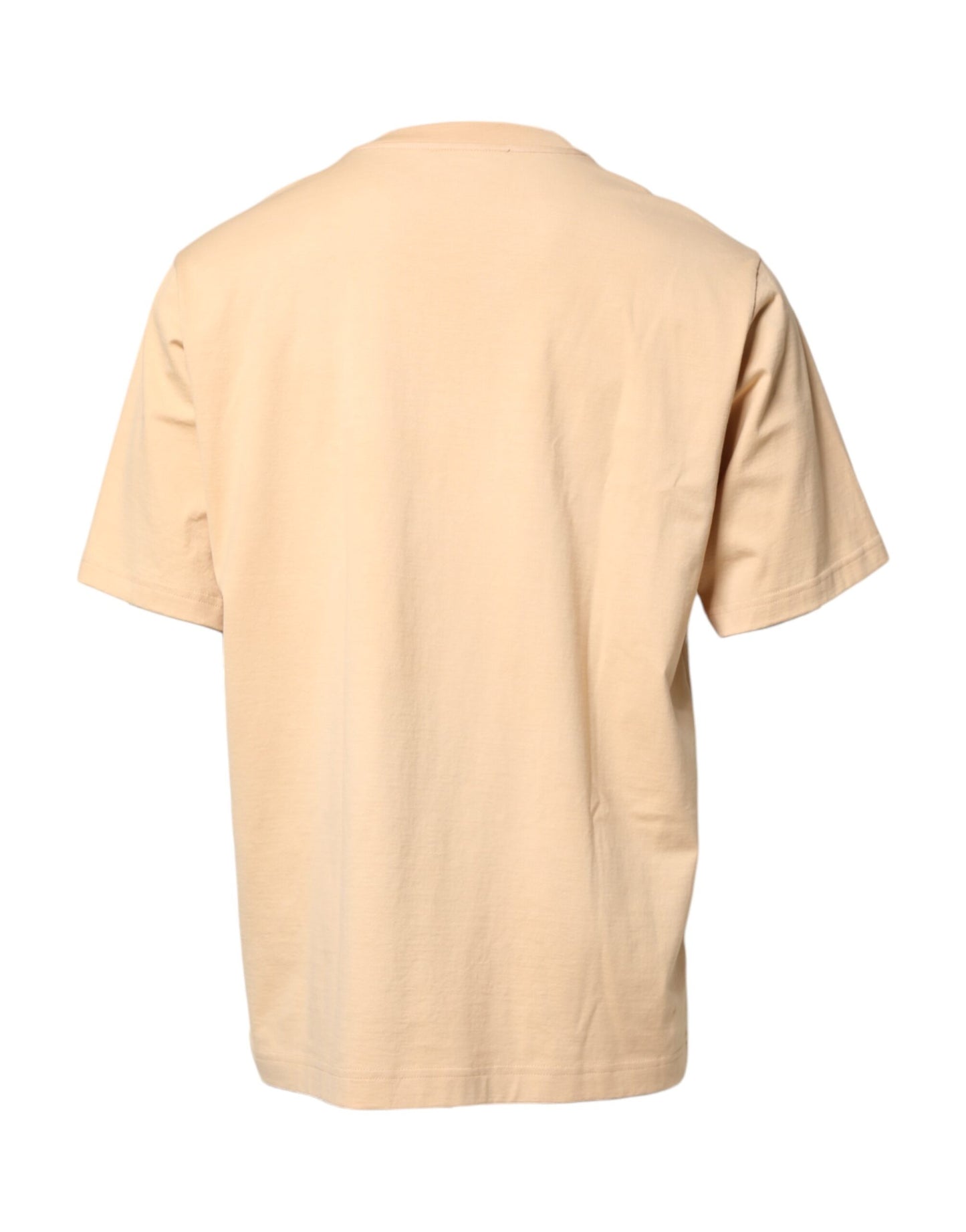Camiseta de cuello redondo con estampado de logotipo de algodón beige de Dolce & Gabbana